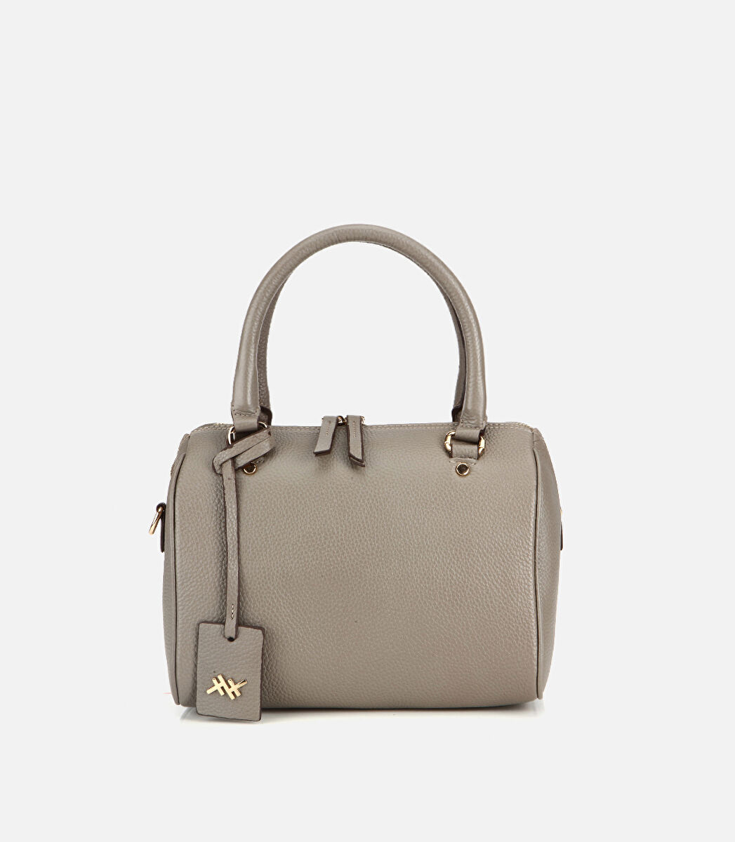 Kadın Deri Vizon Fermuarlı Omuz Çantası