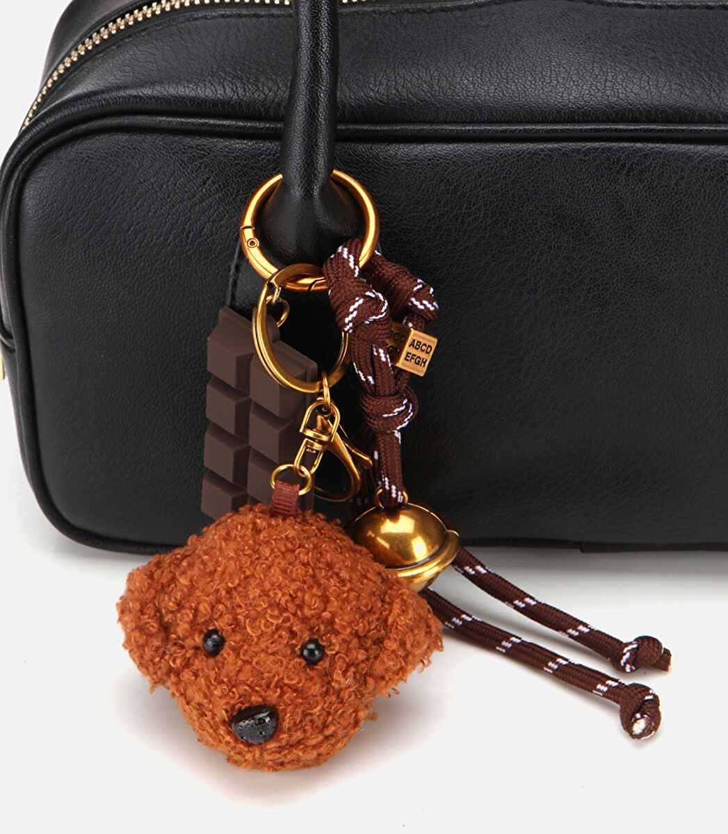 Kadın Siyah Charm Detaylı Omuz Çantası