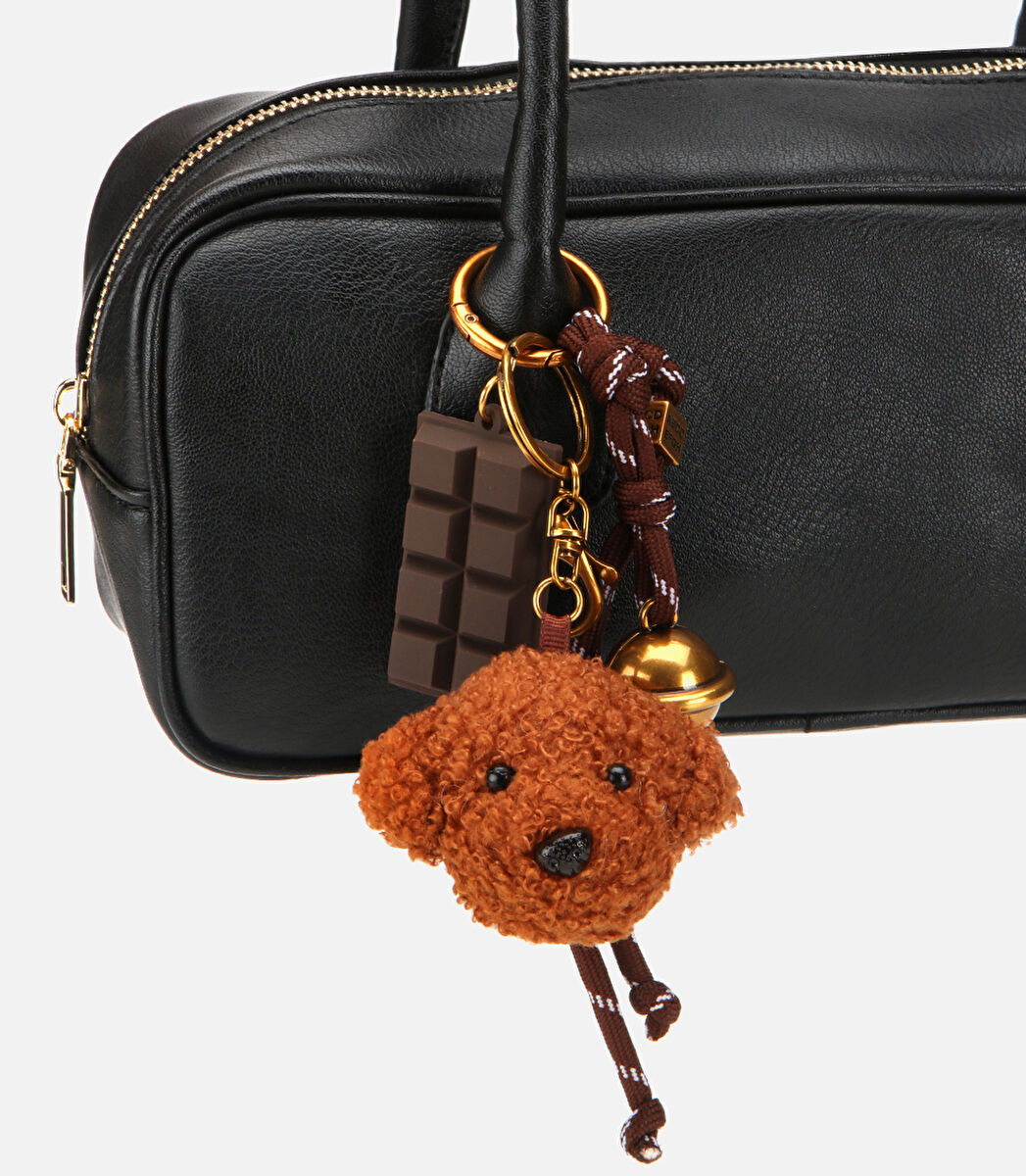 Kadın Siyah Charm Detaylı Omuz Çantası