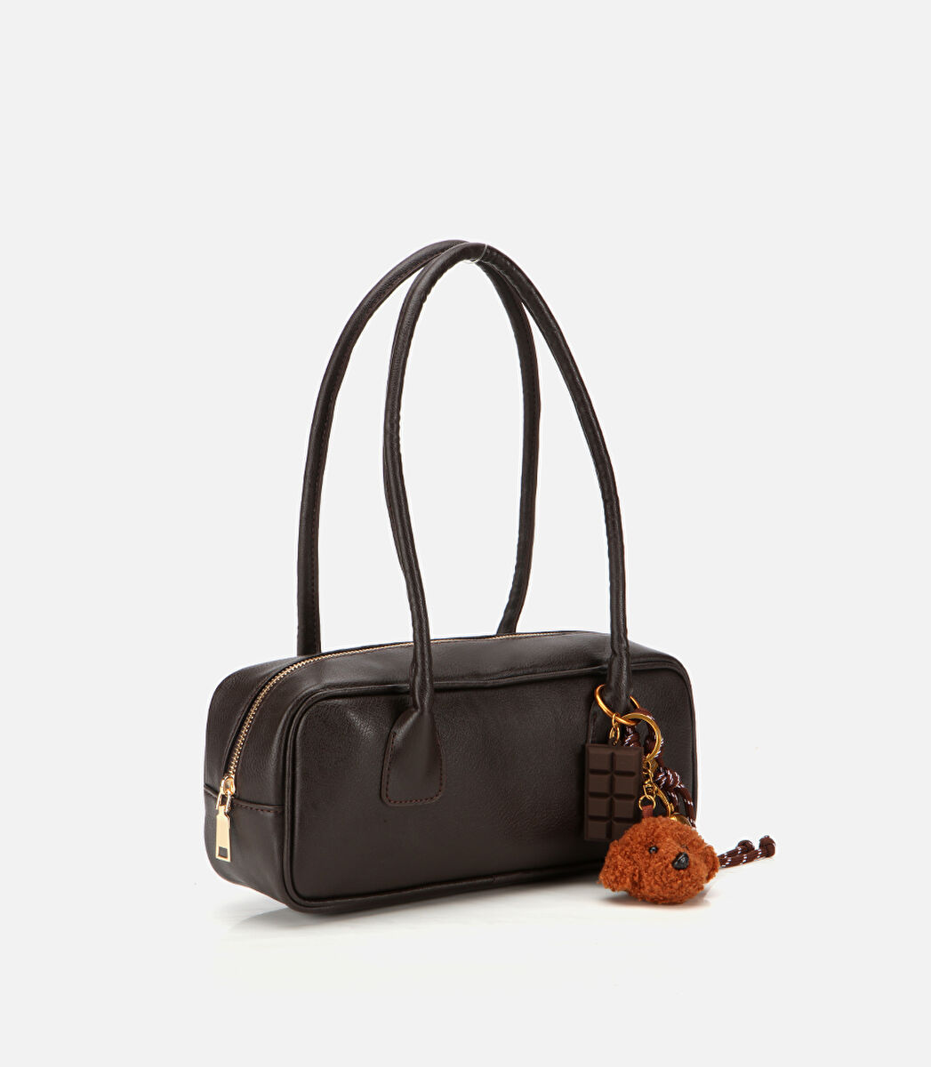 Kadın Kahverengi Charm Detaylı Omuz Çantası