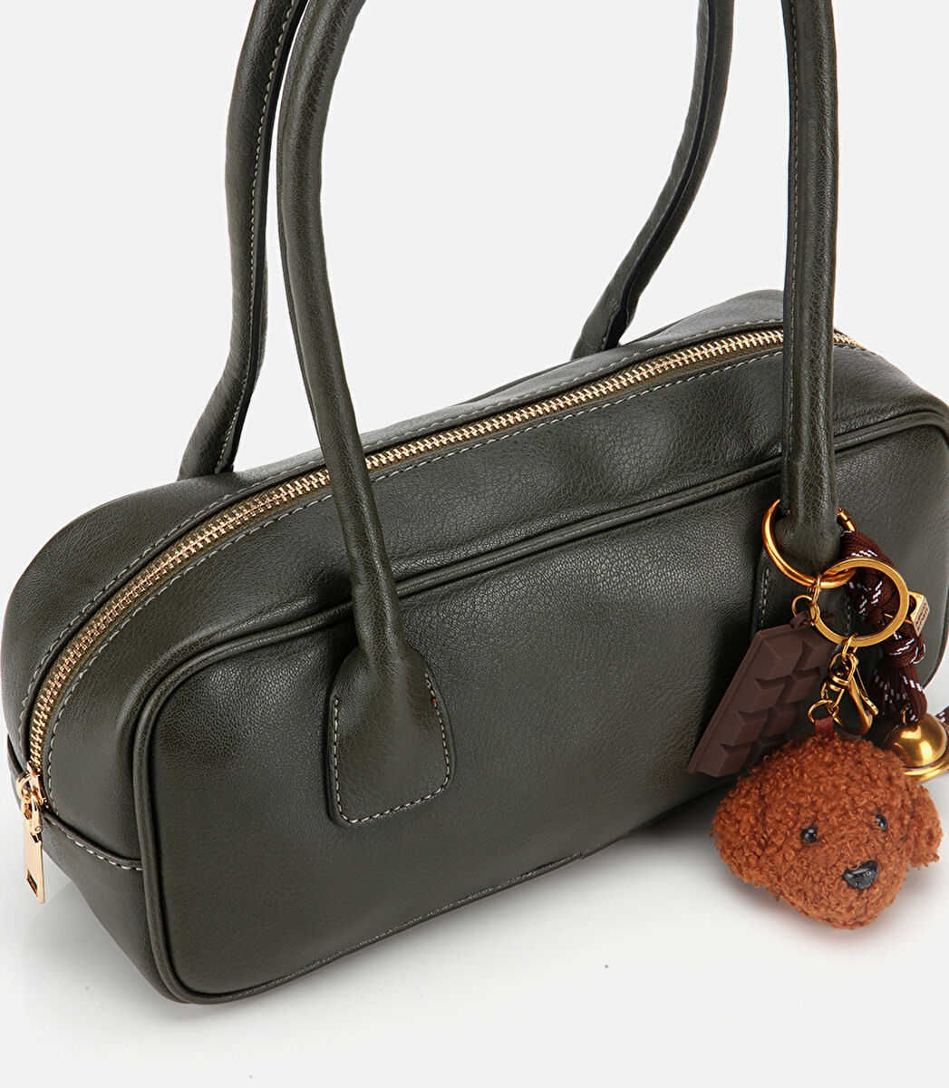 Kadın Haki Charm Detaylı Omuz Çantası