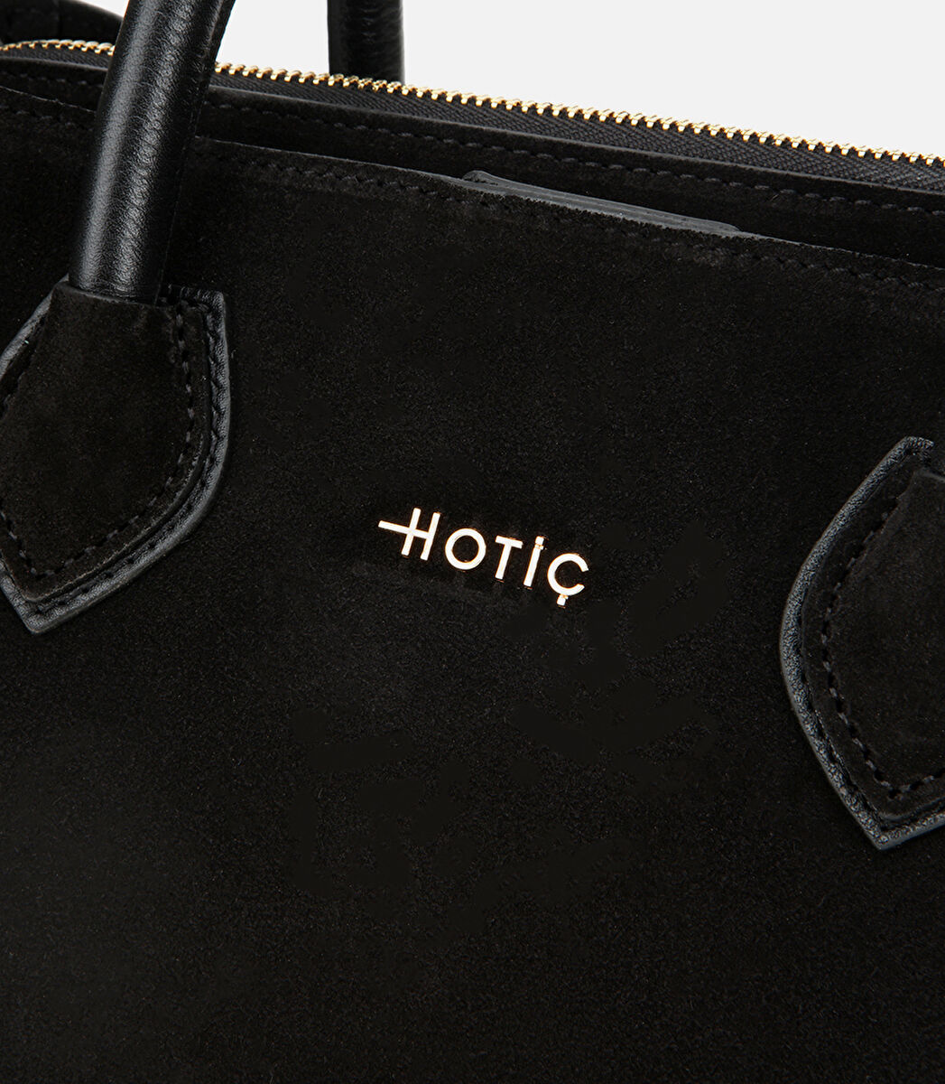 Kadın Süet Deri Siyah Tote Çanta