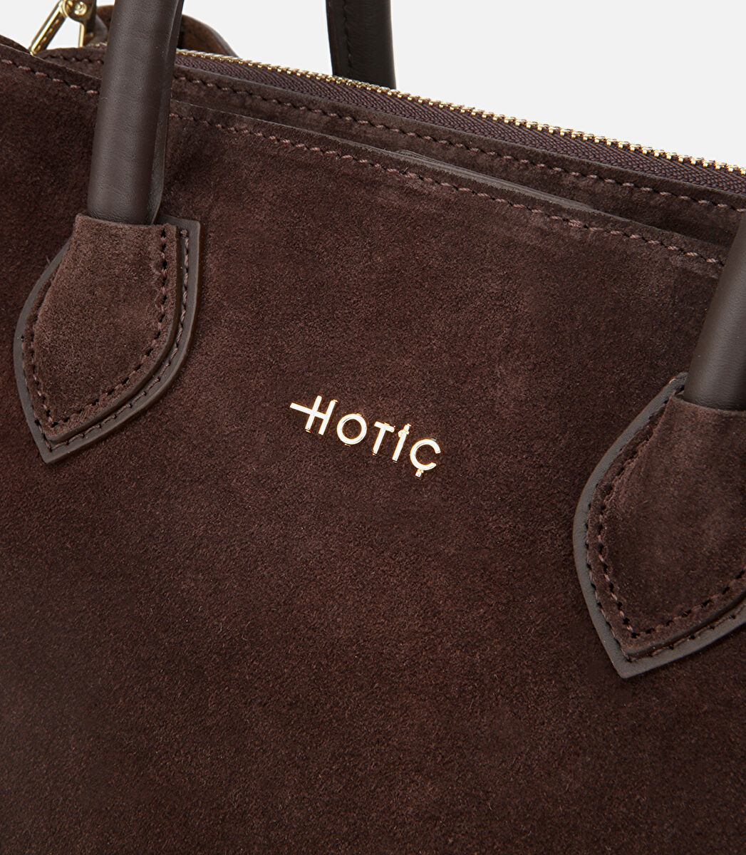 Kadın Süet Deri Kahverengi Tote Çanta