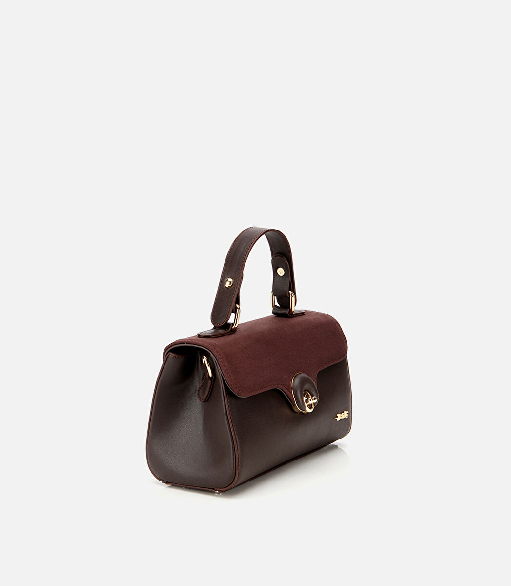 Kadın Kahverengi Kilit Detaylı Omuz Çantası