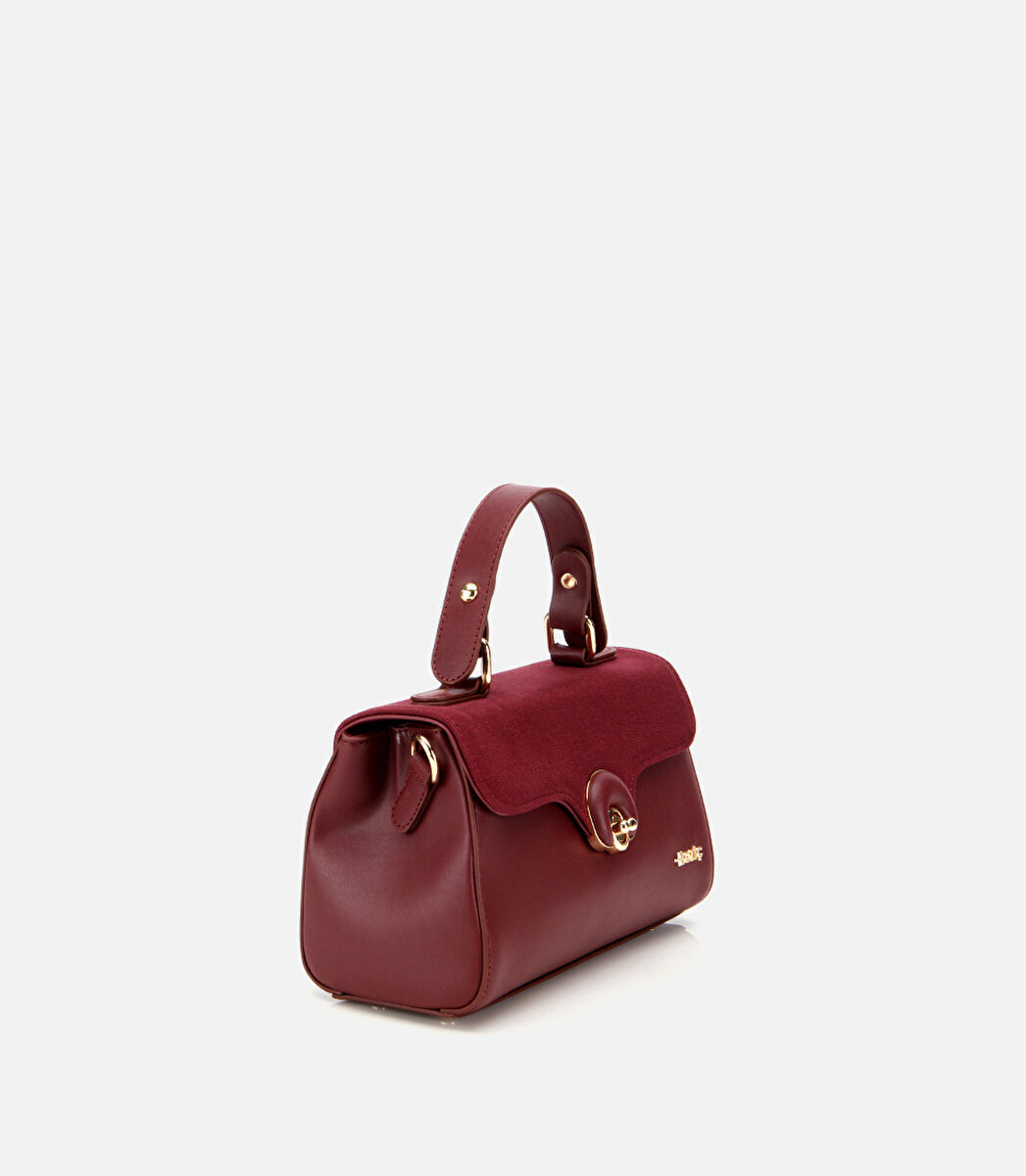 Kadın Bordo Kilit Detaylı Omuz Çantası