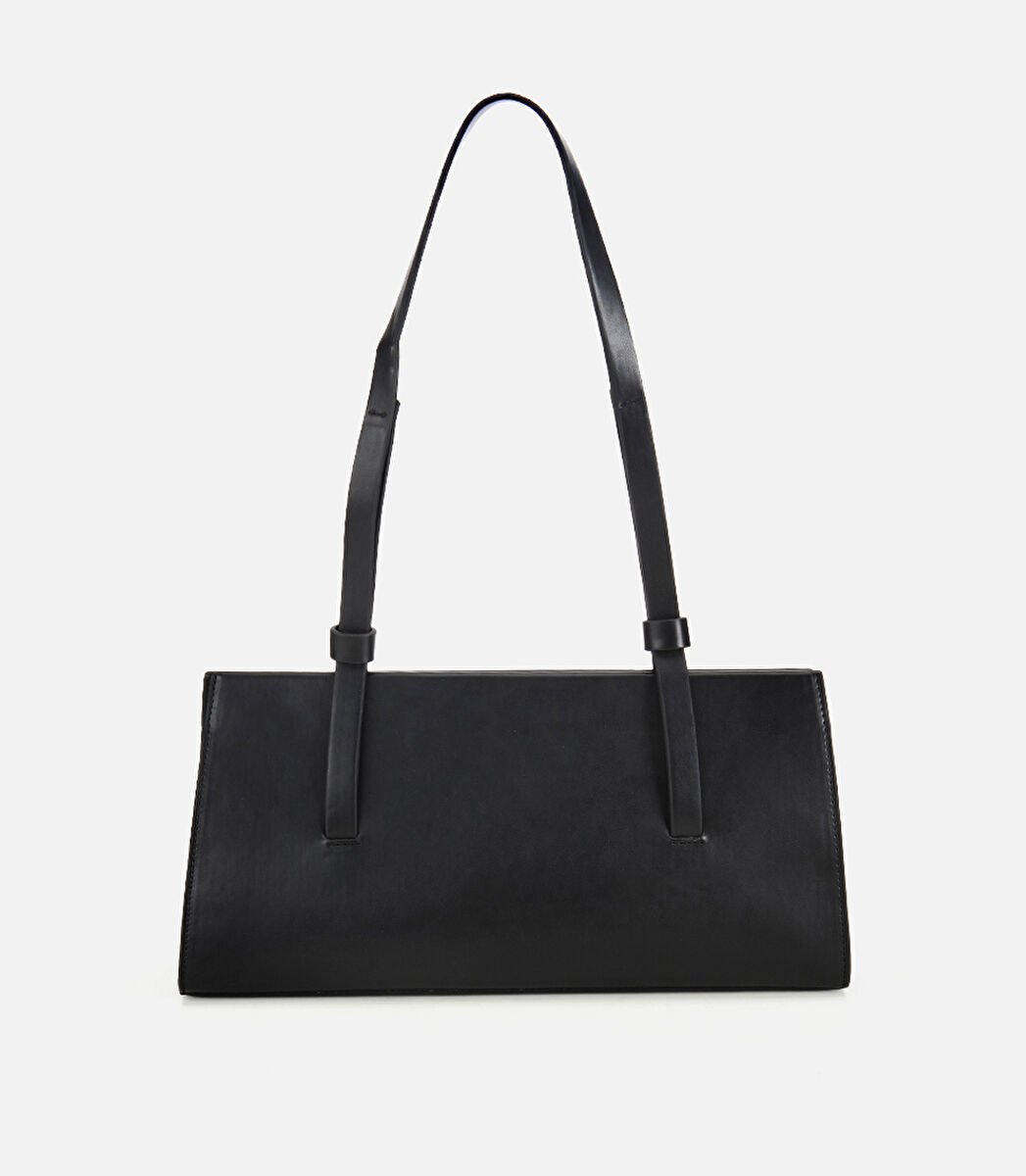 Kadın Siyah Mıknatıs Detaylı Omuz Çantası