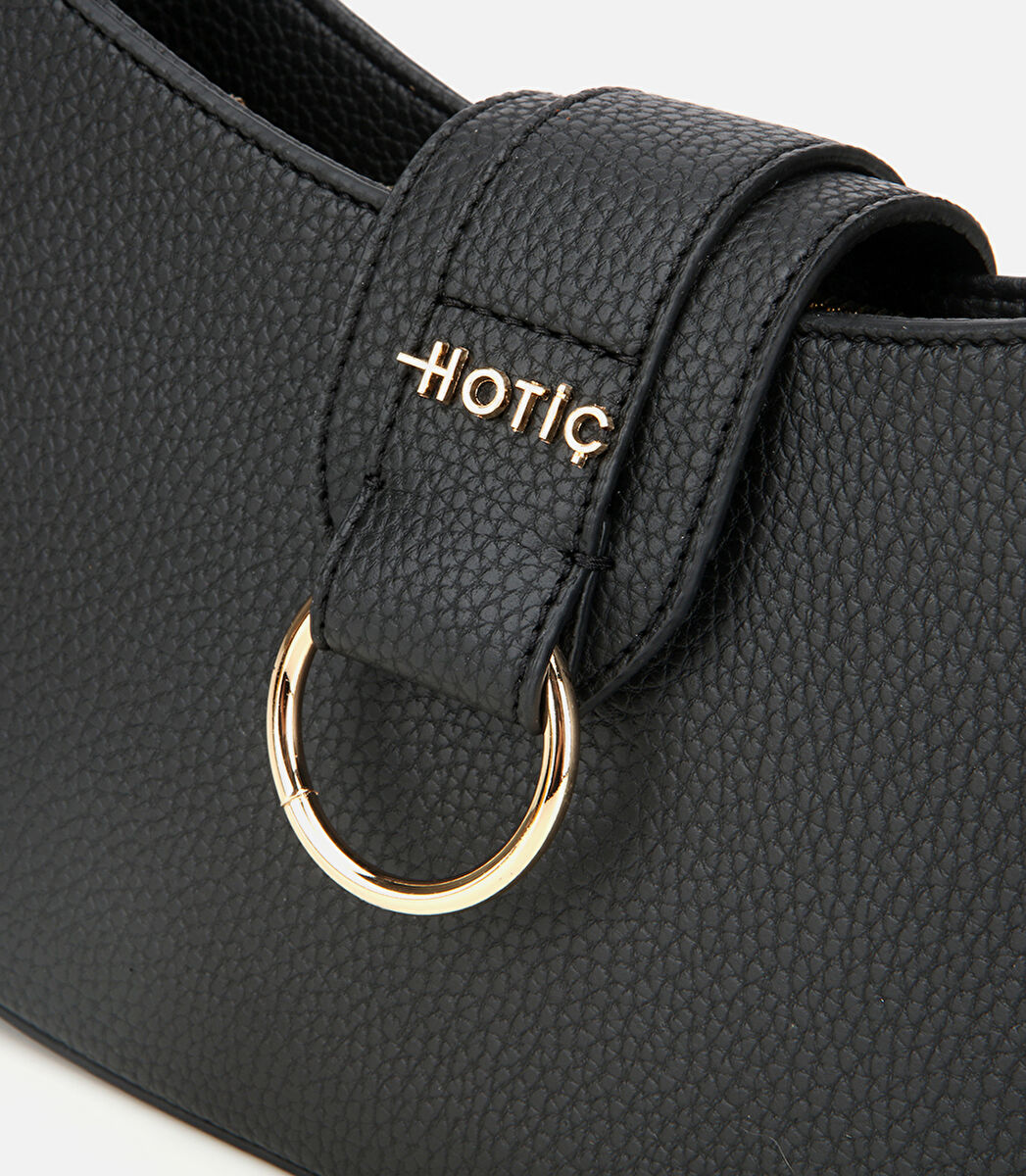 Kadın Siyah Kilit Detaylı Omuz Çantası