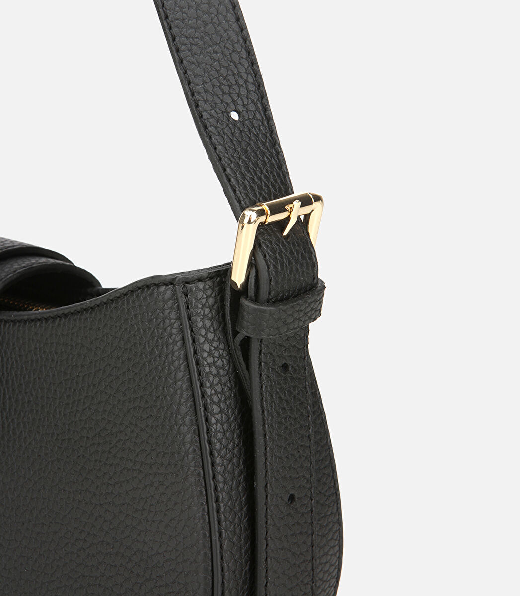 Kadın Siyah Kilit Detaylı Omuz Çantası