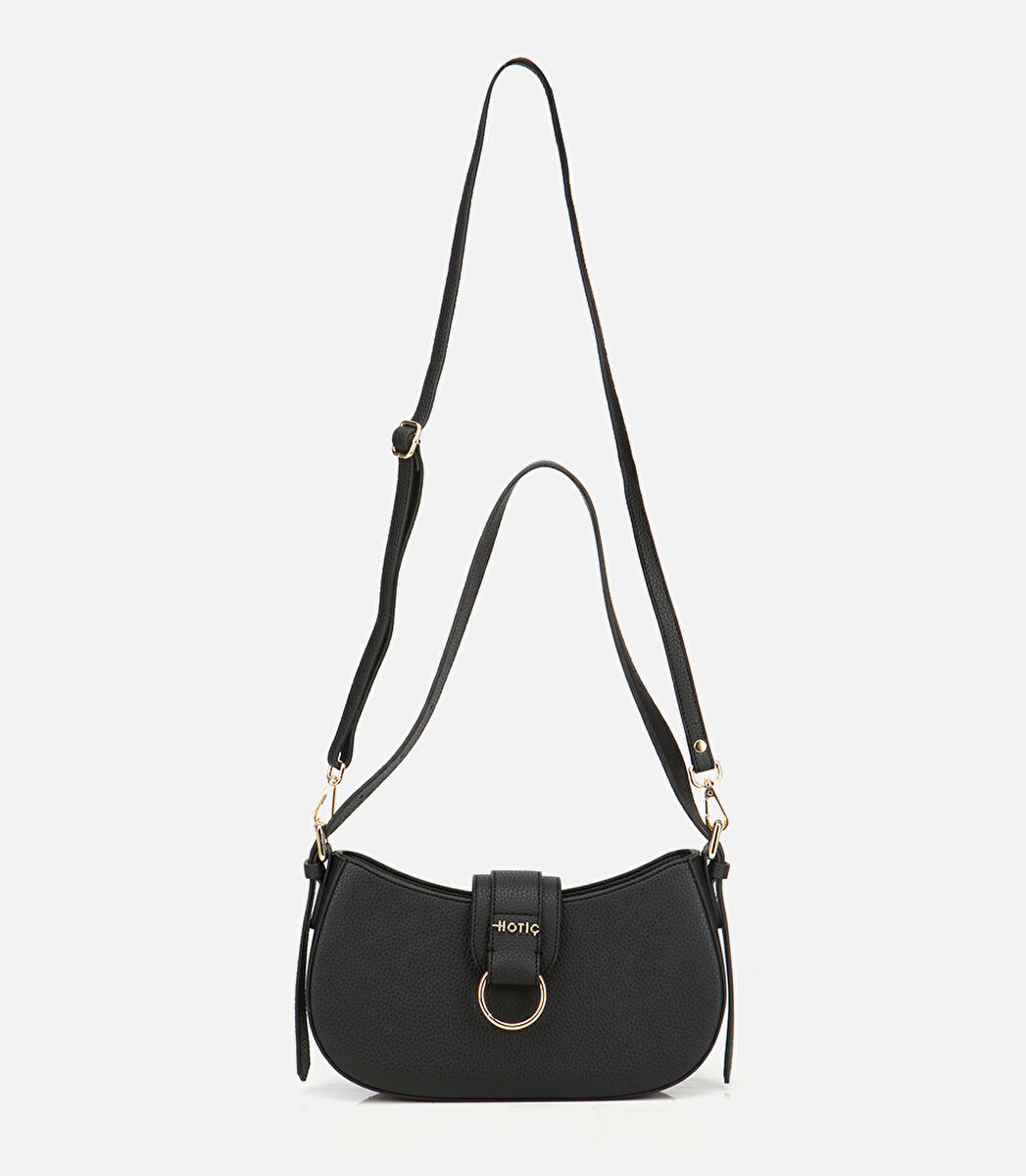 Kadın Siyah Kilit Detaylı Omuz Çantası