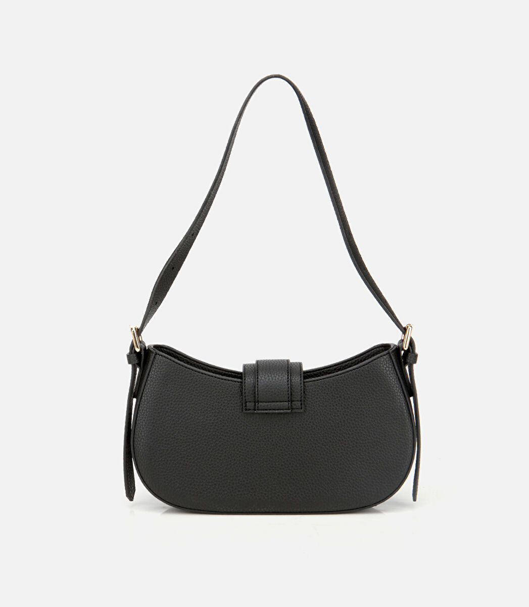 Kadın Siyah Kilit Detaylı Omuz Çantası