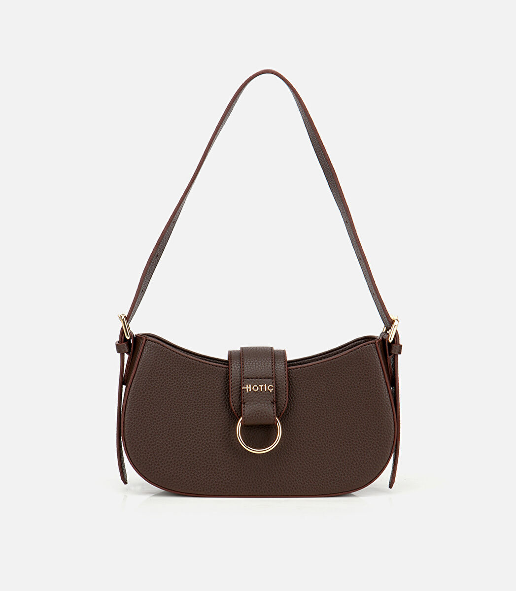 Kadın Kahverengi Kilit Detaylı Omuz Çantası