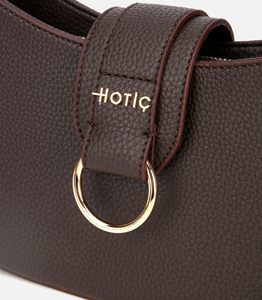 Kadın Kahverengi Kilit Detaylı Omuz Çantası