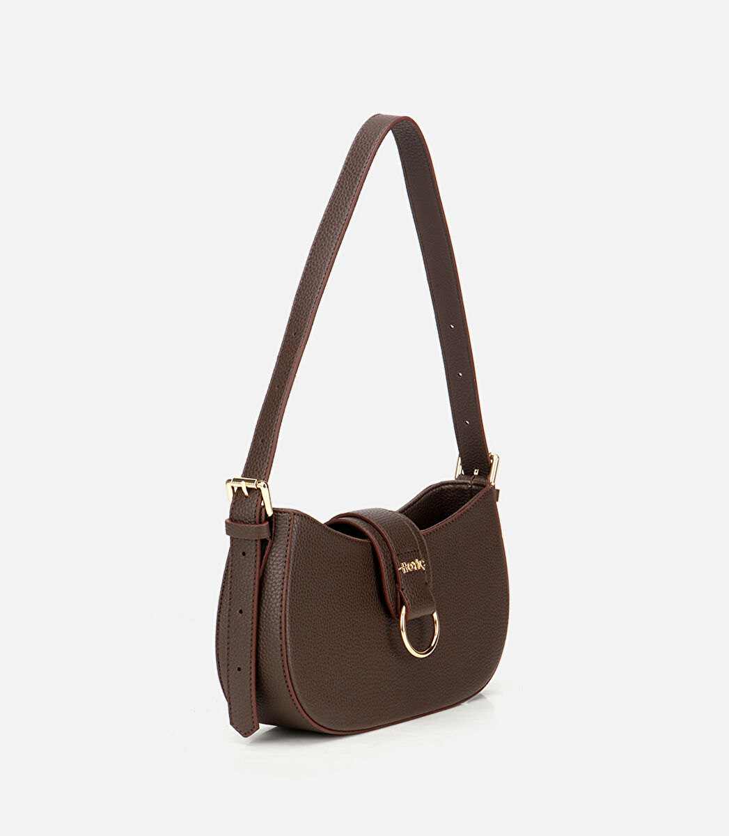 Kadın Kahverengi Kilit Detaylı Omuz Çantası