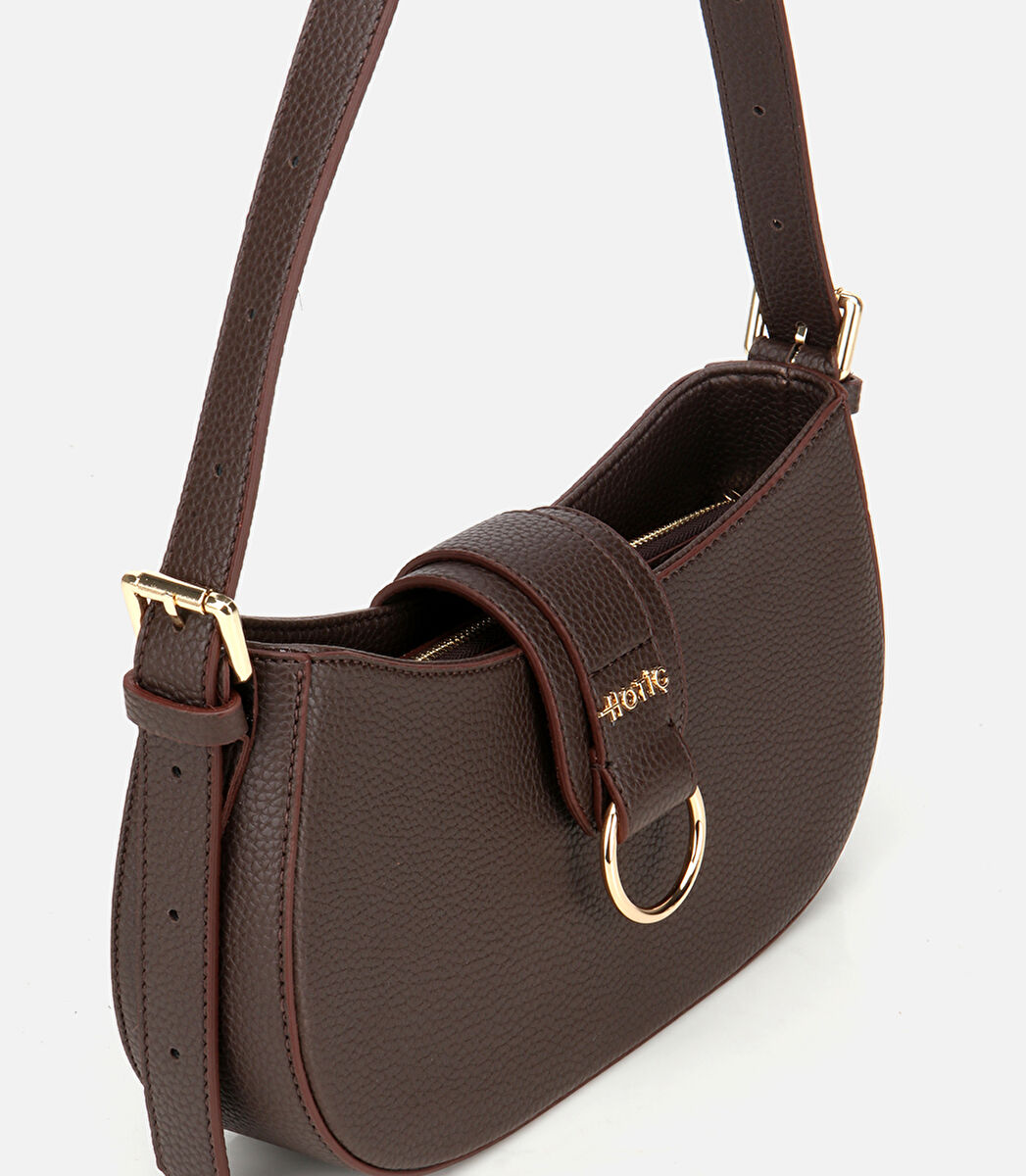 Kadın Kahverengi Kilit Detaylı Omuz Çantası