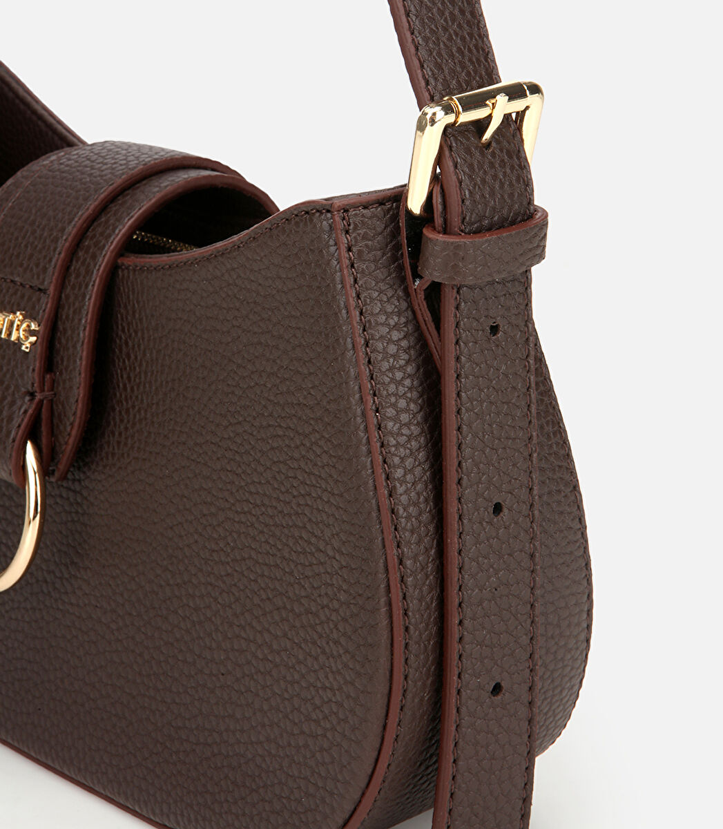 Kadın Kahverengi Kilit Detaylı Omuz Çantası