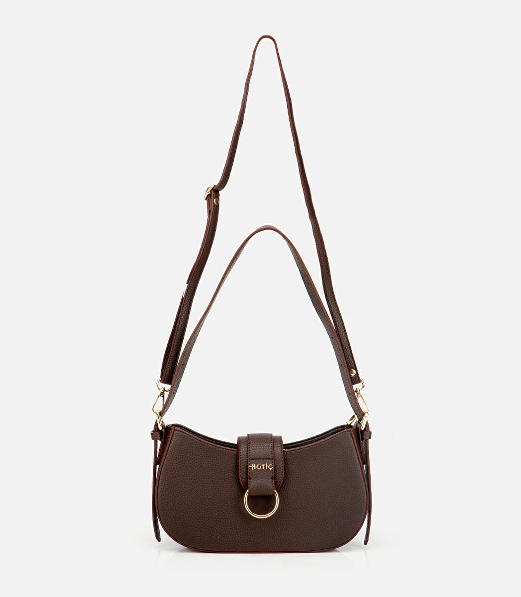 Kadın Kahverengi Kilit Detaylı Omuz Çantası