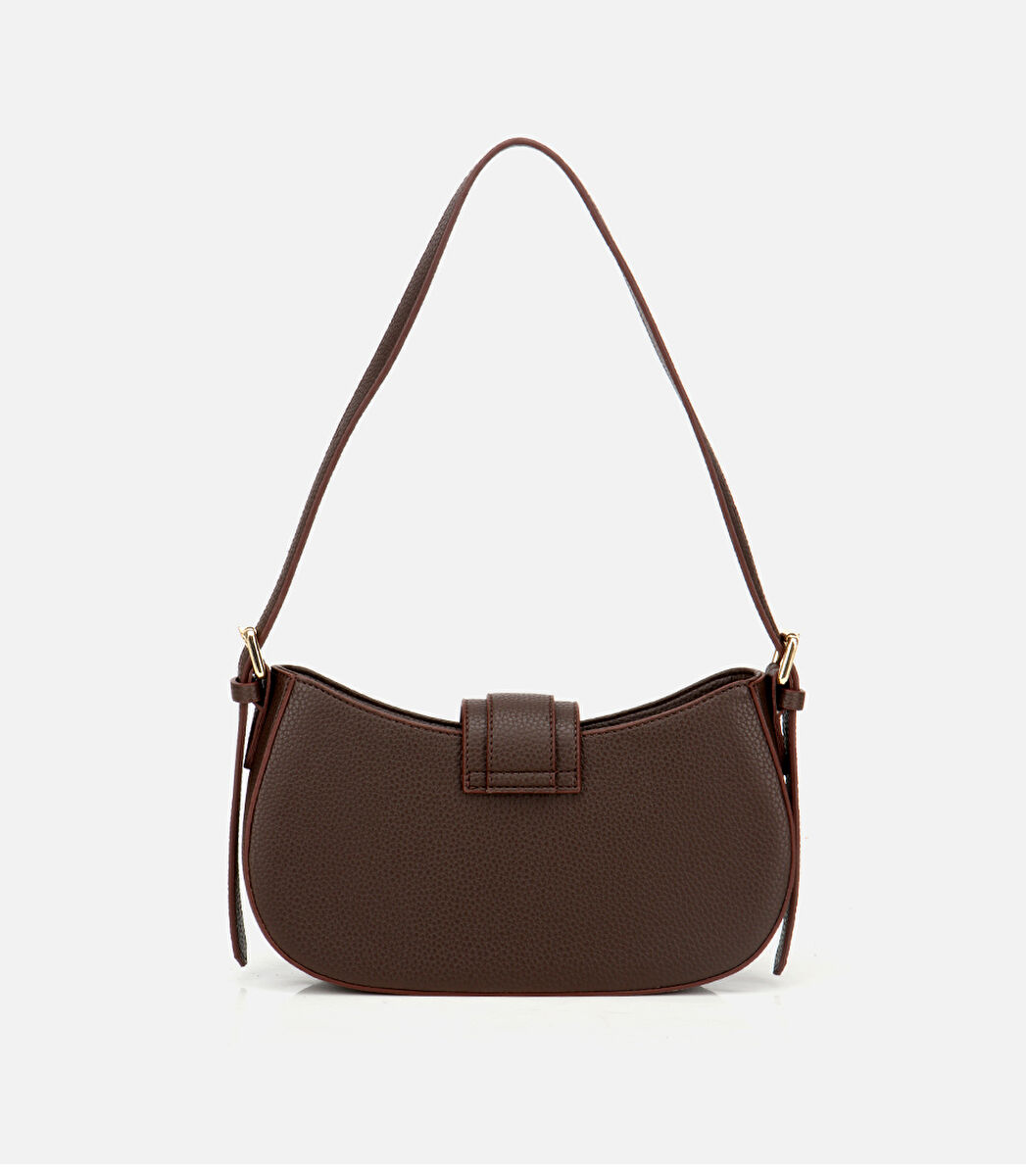 Kadın Kahverengi Kilit Detaylı Omuz Çantası