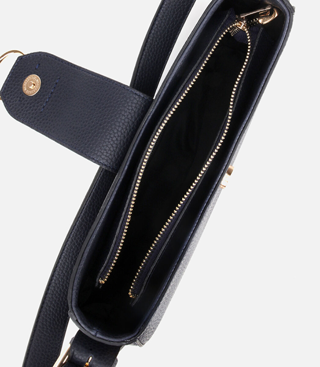 Kadın Lacivert Kilit Detaylı Omuz Çantası