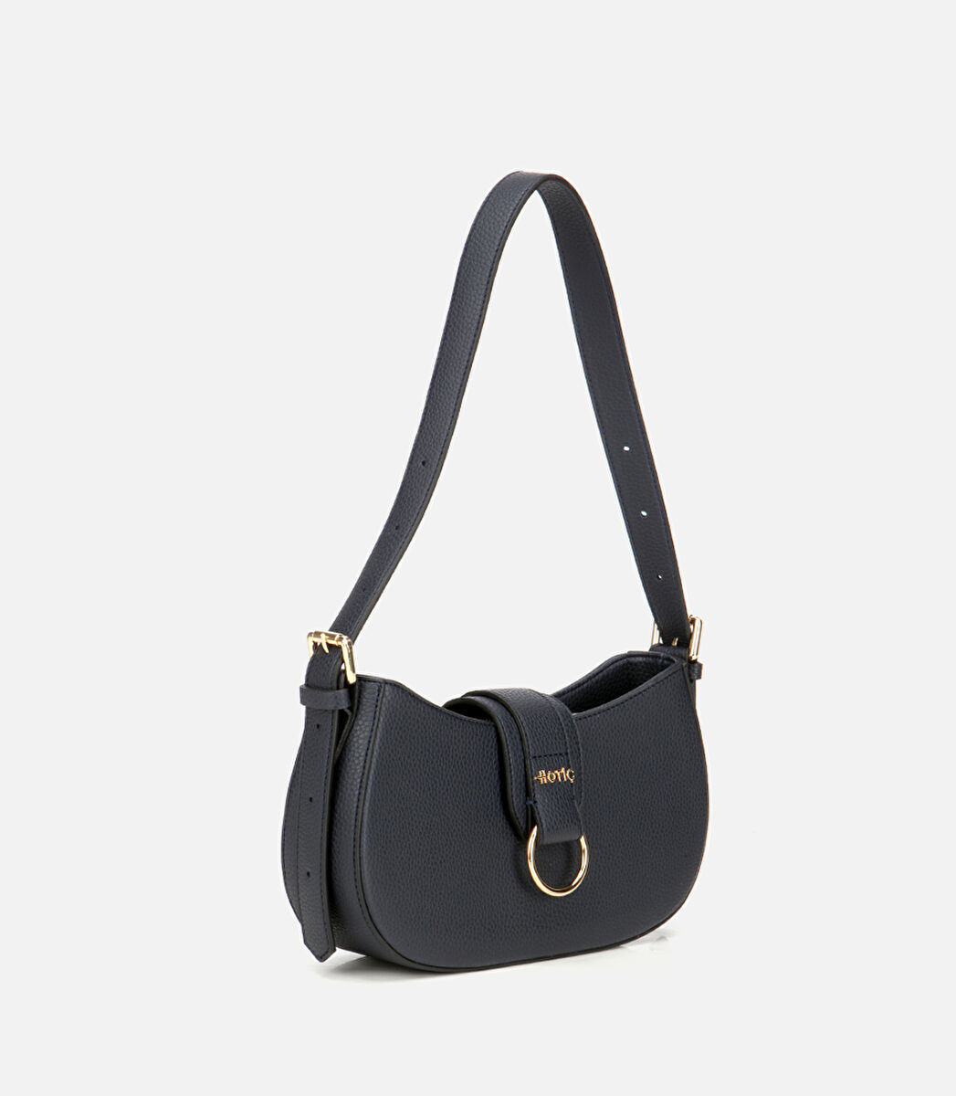 Kadın Lacivert Kilit Detaylı Omuz Çantası