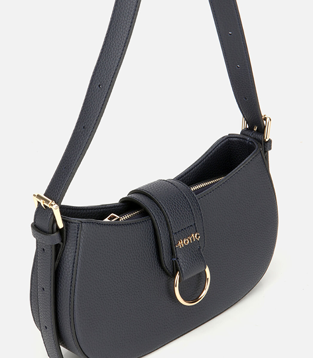 Kadın Lacivert Kilit Detaylı Omuz Çantası