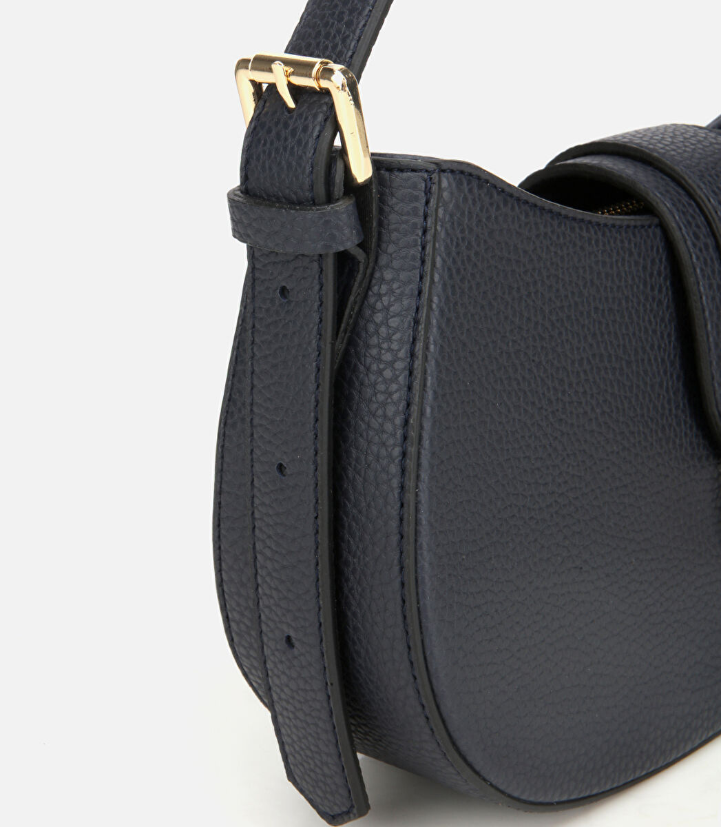 Kadın Lacivert Kilit Detaylı Omuz Çantası