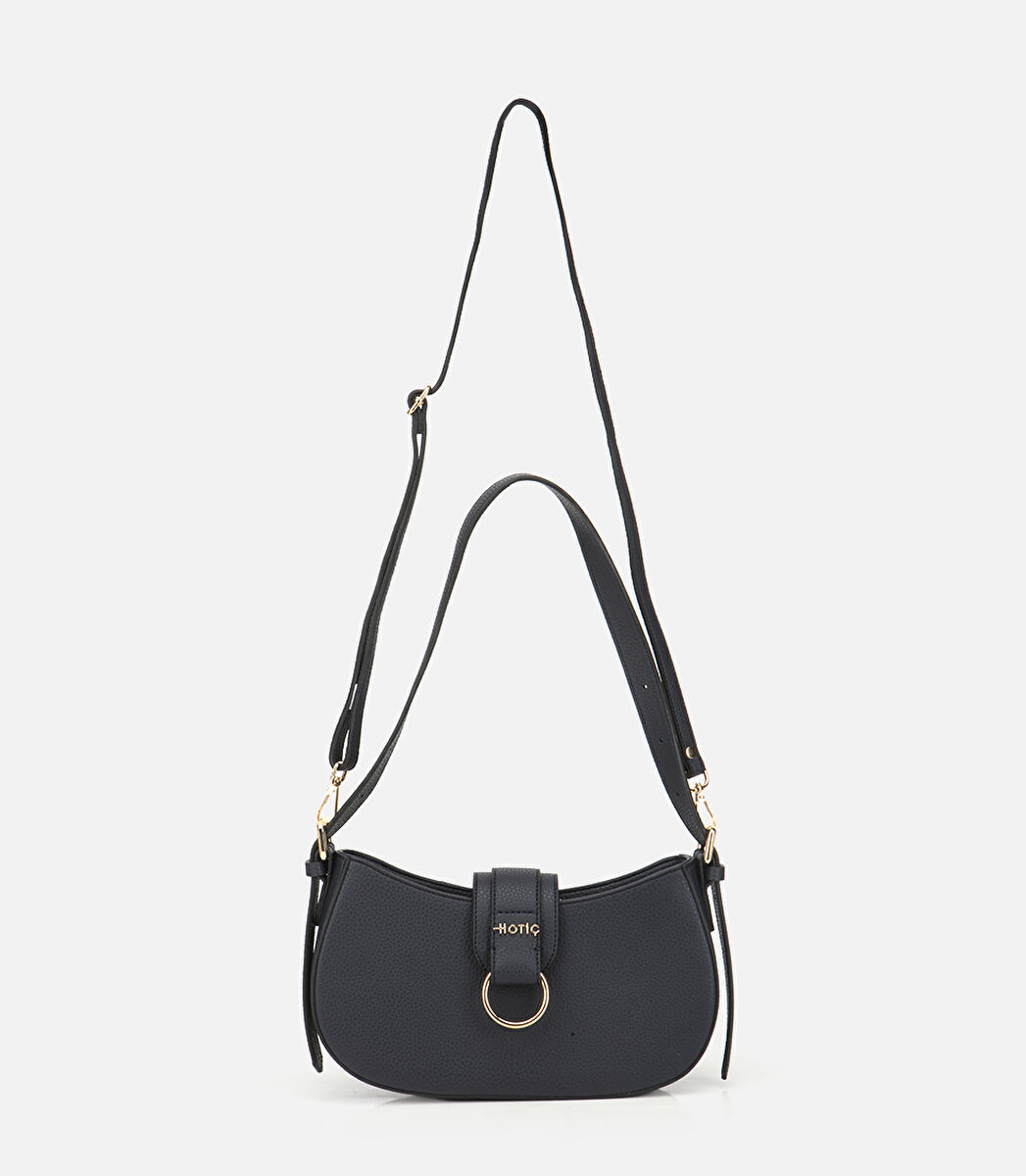 Kadın Lacivert Kilit Detaylı Omuz Çantası