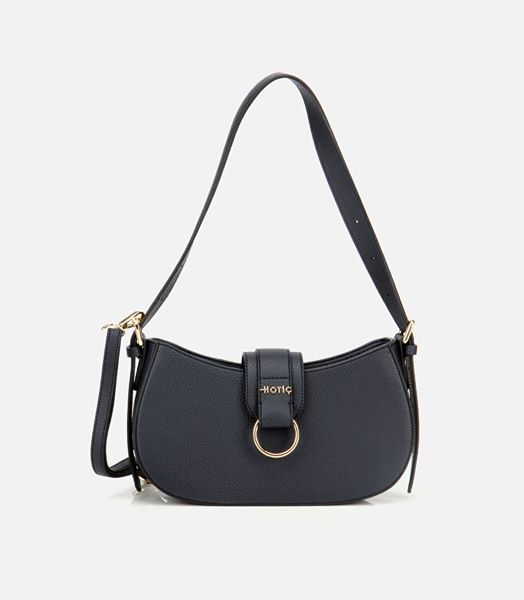 Kadın Lacivert Kilit Detaylı Omuz Çantası