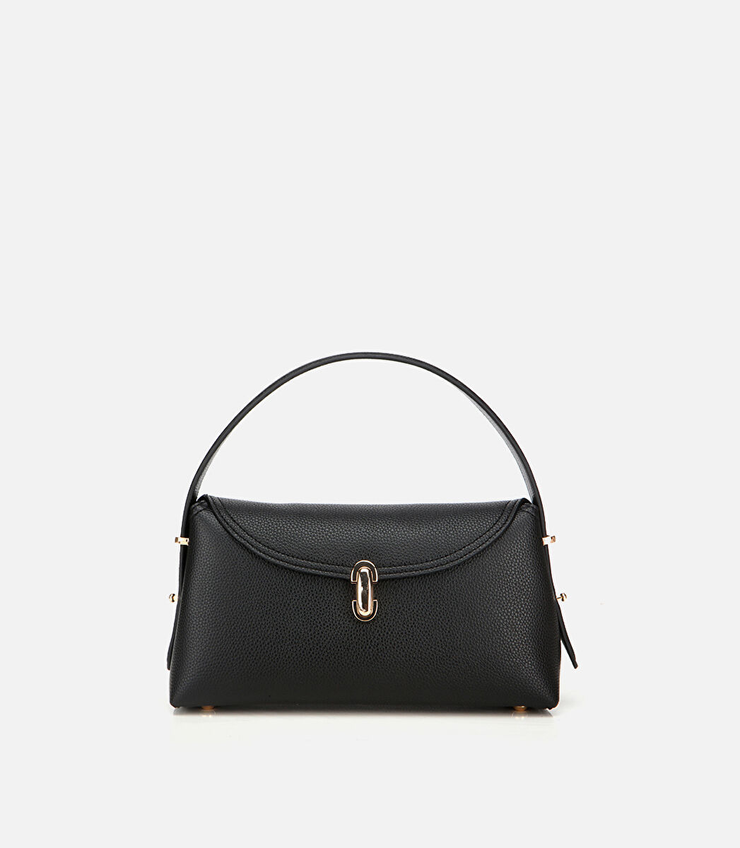 Kadın Siyah Kilit Detaylı Omuz Çantası