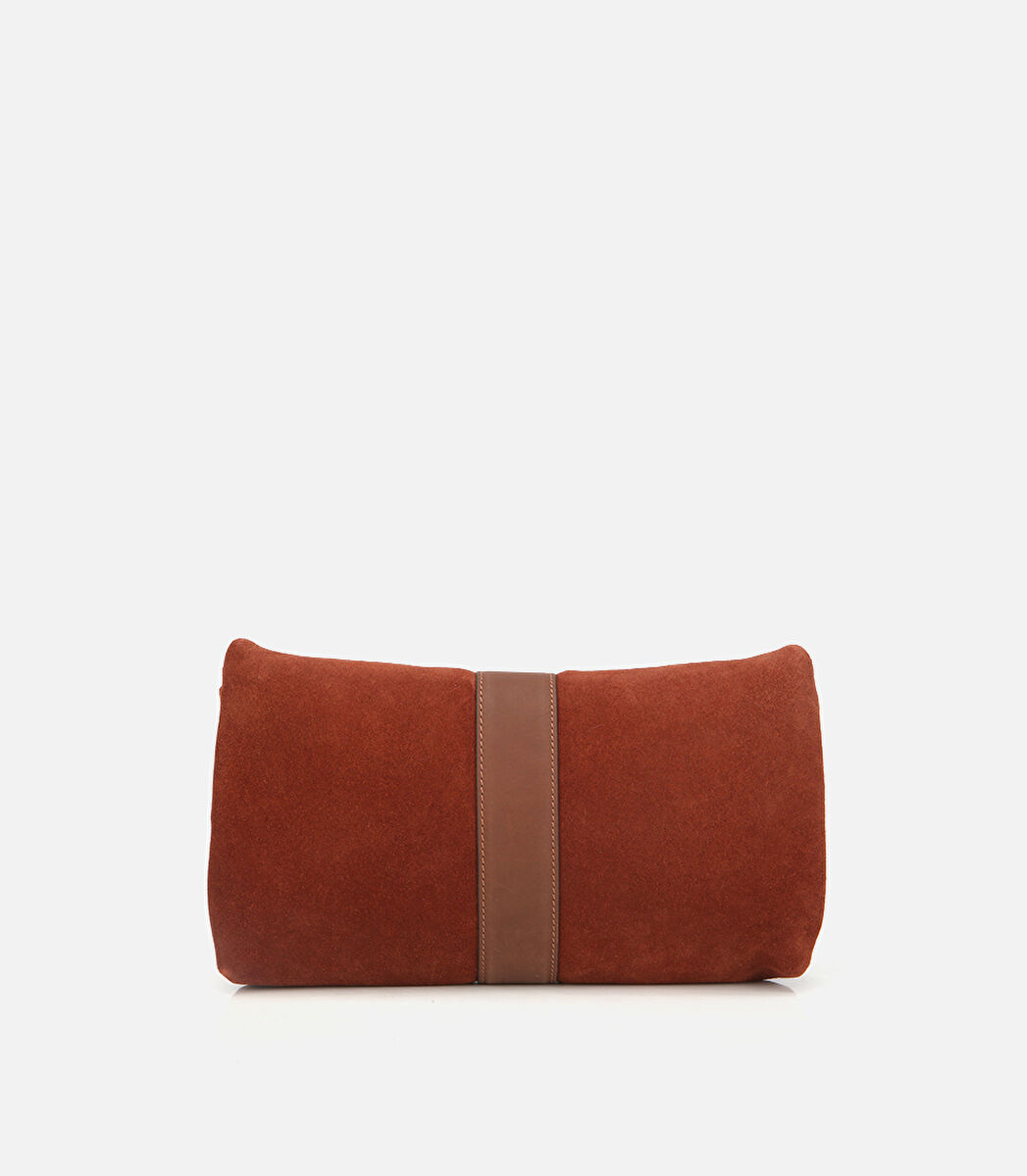 Kadın Süet Deri Kahverengi Gold Toka Detaylı Portföy