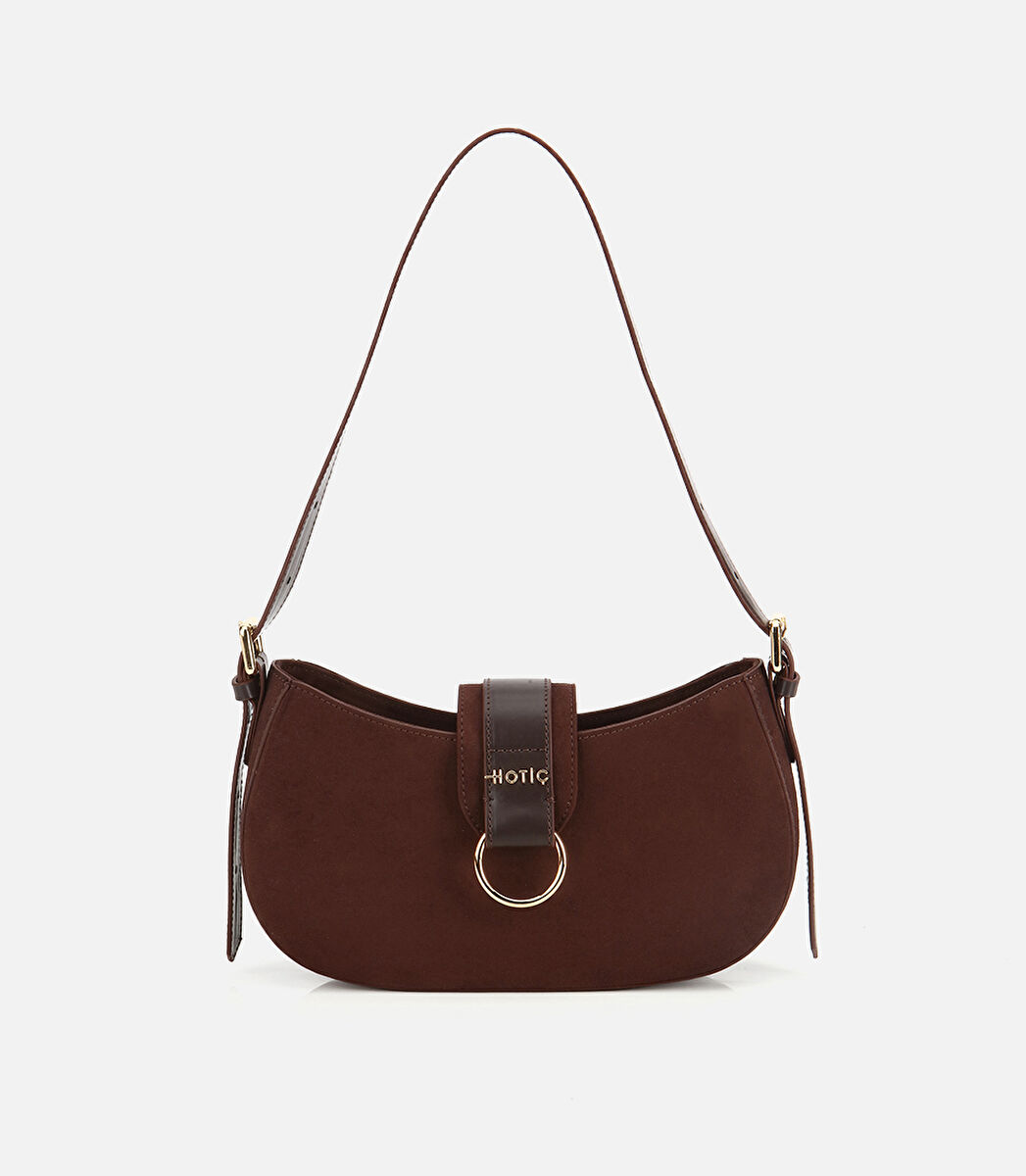 Kadın Kahverengi Kilit Detaylı Omuz Çantası
