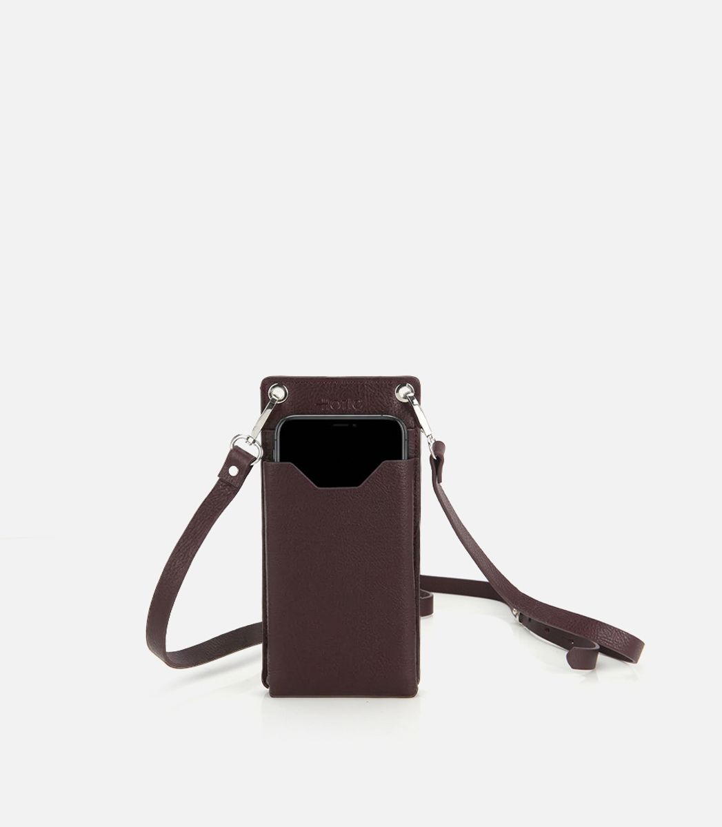 Unisex Deri Kahverengi Çapraz Telefon Çantası
