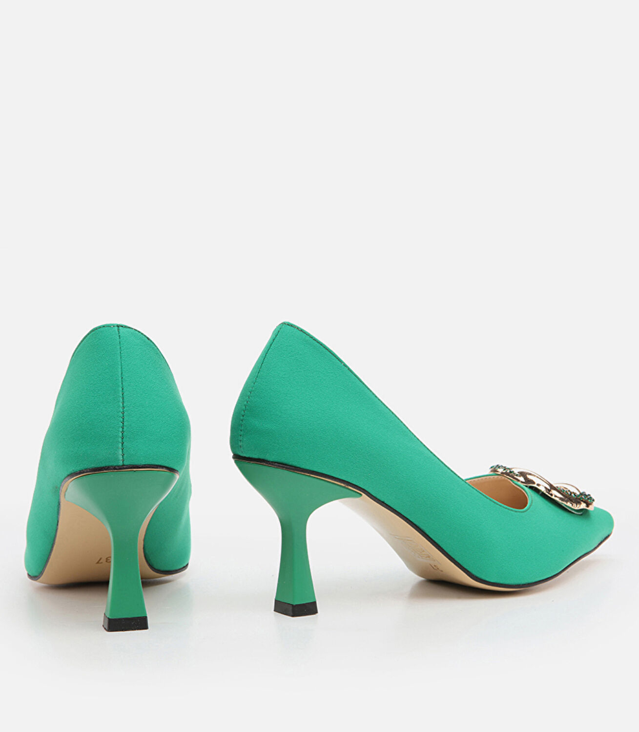 Kadın Yeşil Tokalı Stiletto