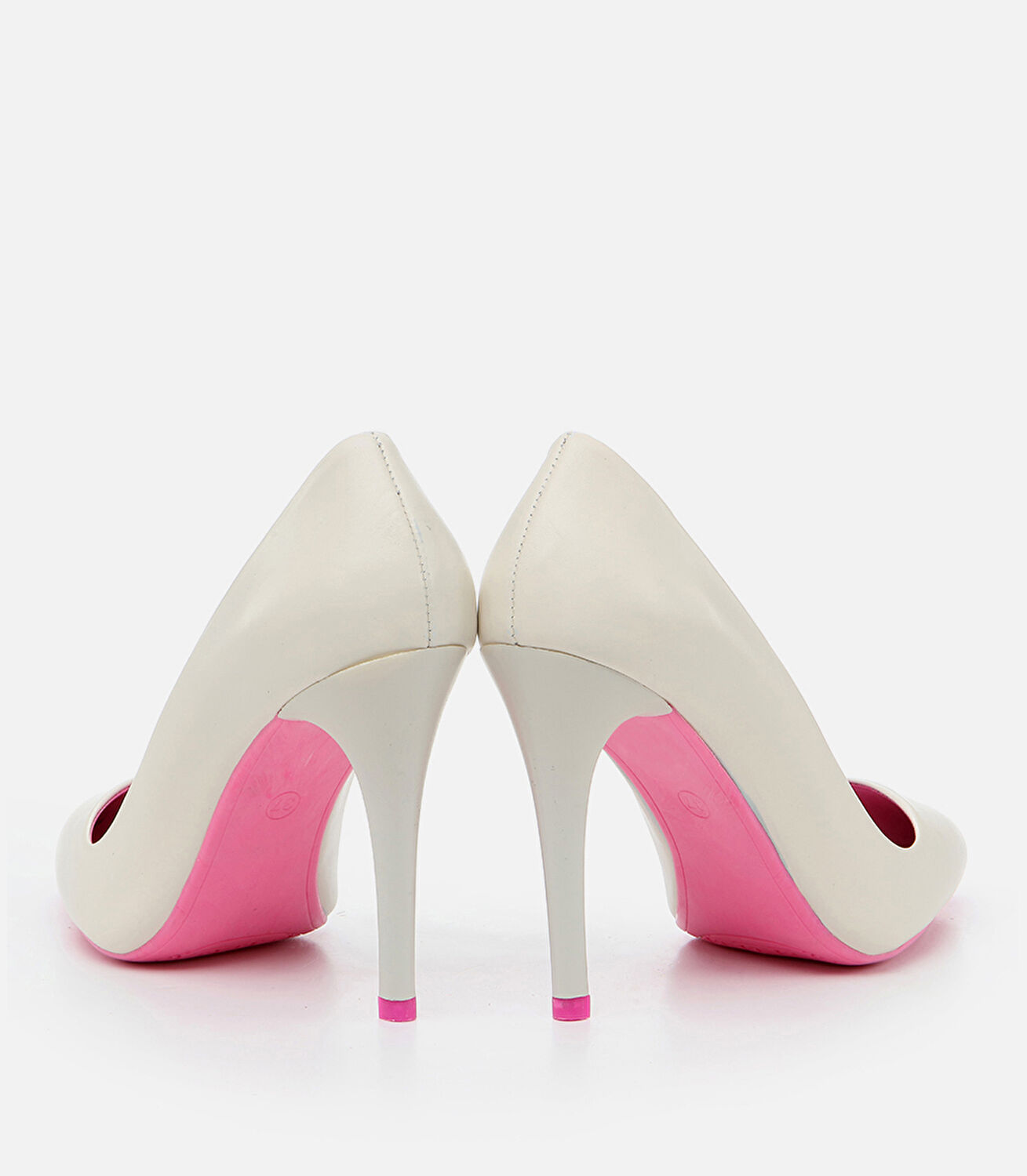Kadın Deri Ekru Stiletto