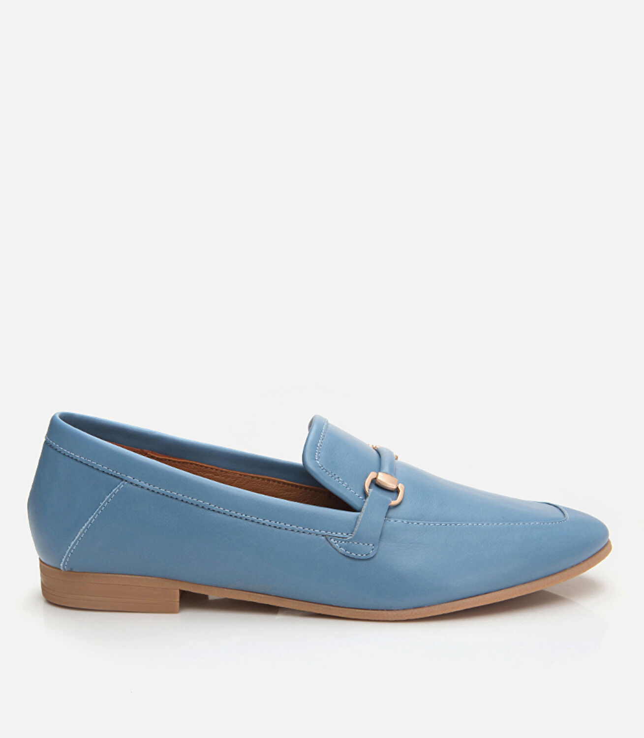Kadın Deri Mavi Loafer