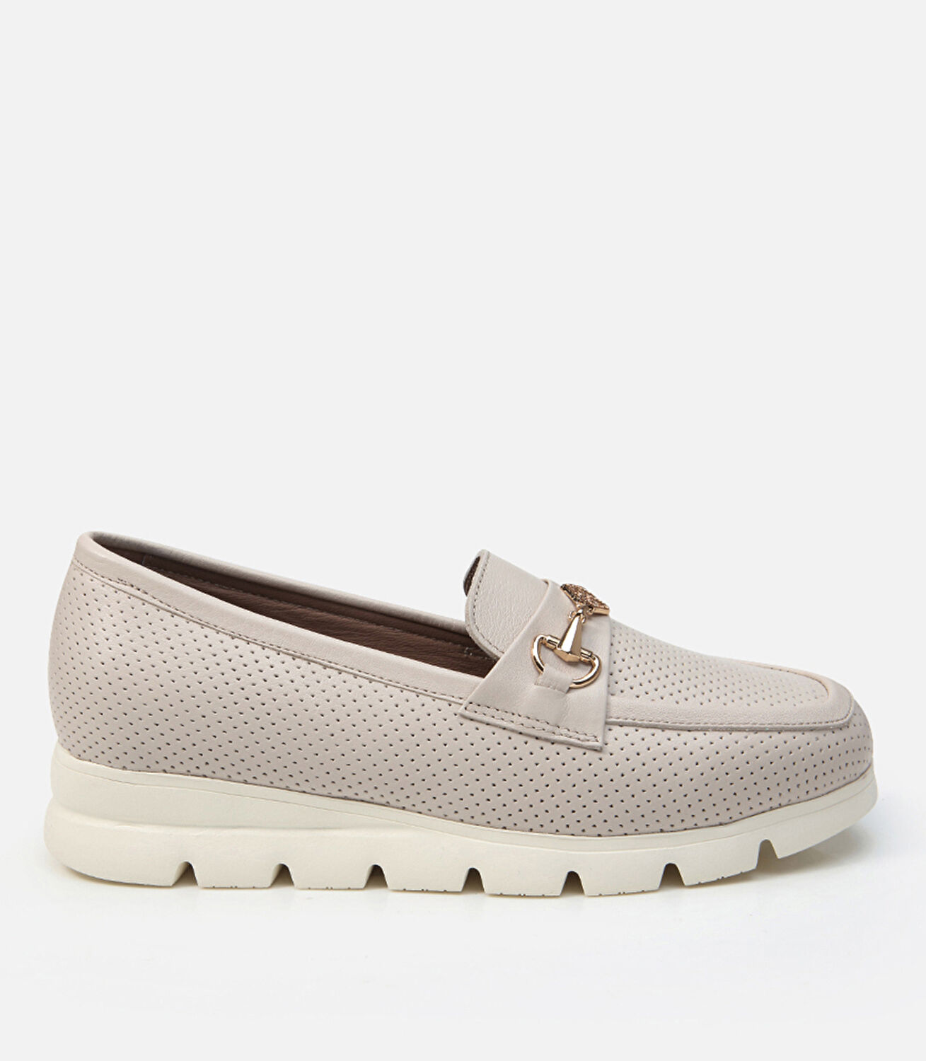 Kadın Deri Ekru Loafer