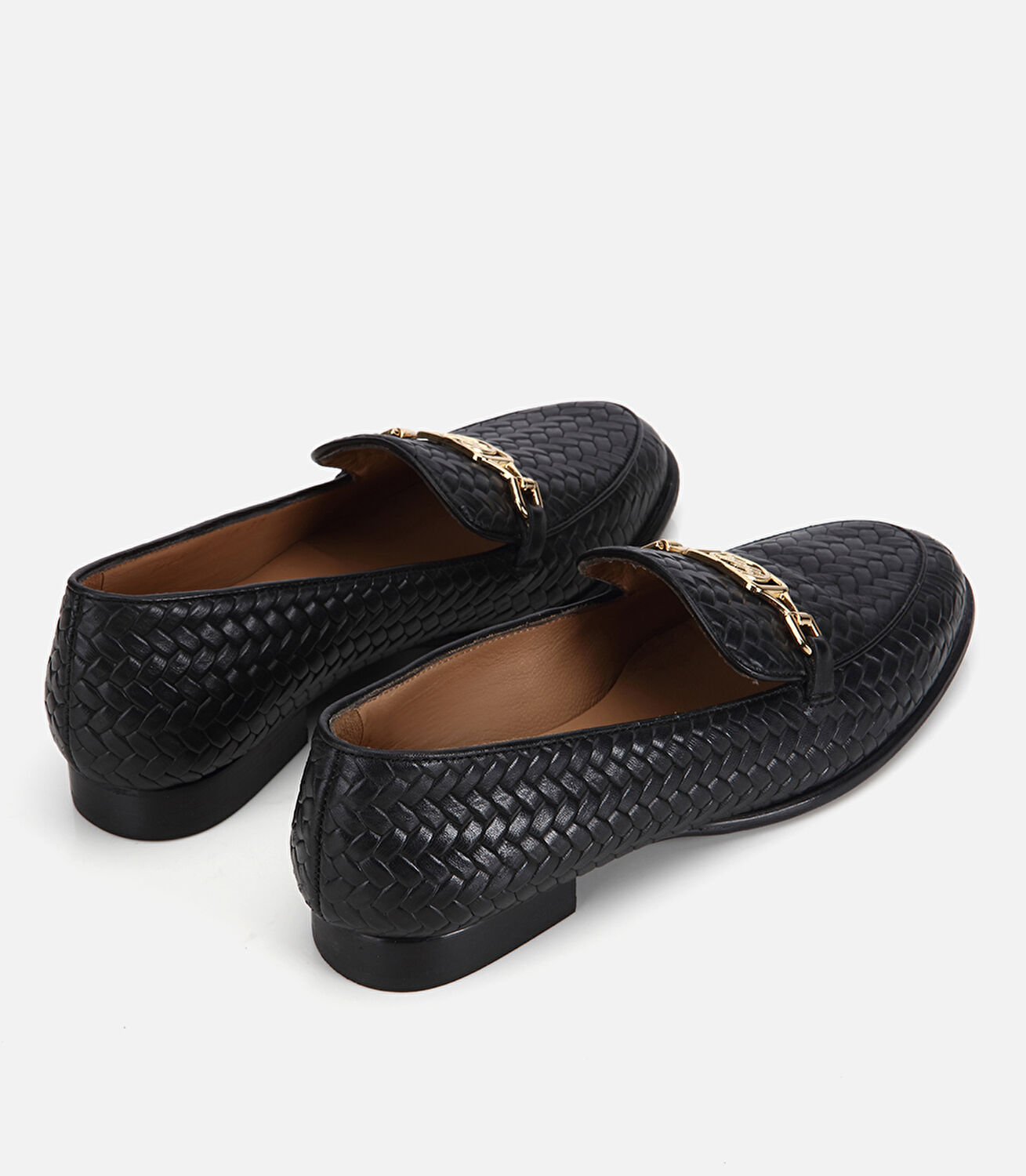 Kadın Deri Siyah Örgü Detaylı Klasik Loafer