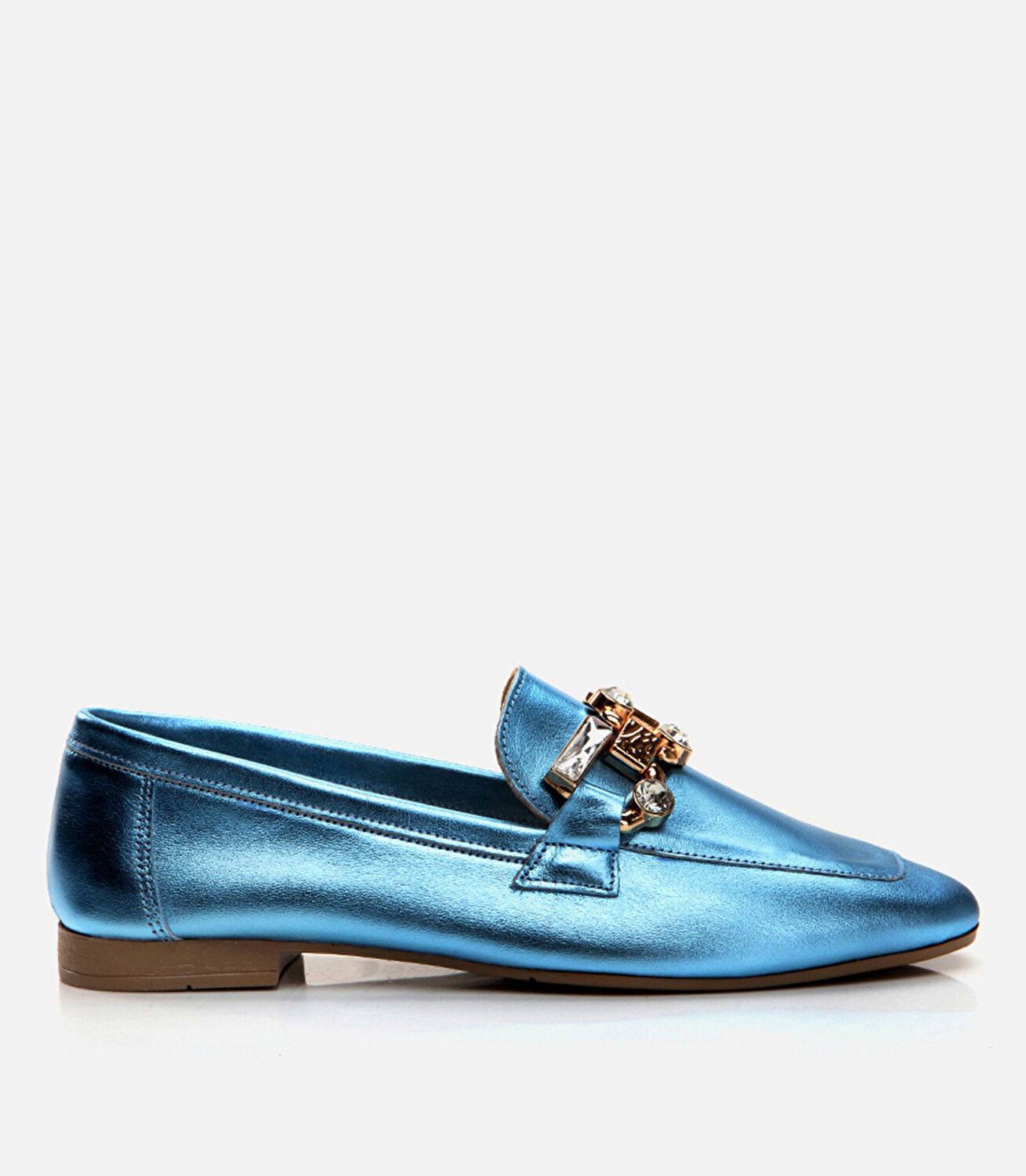 Kadın Deri Mavi Loafer