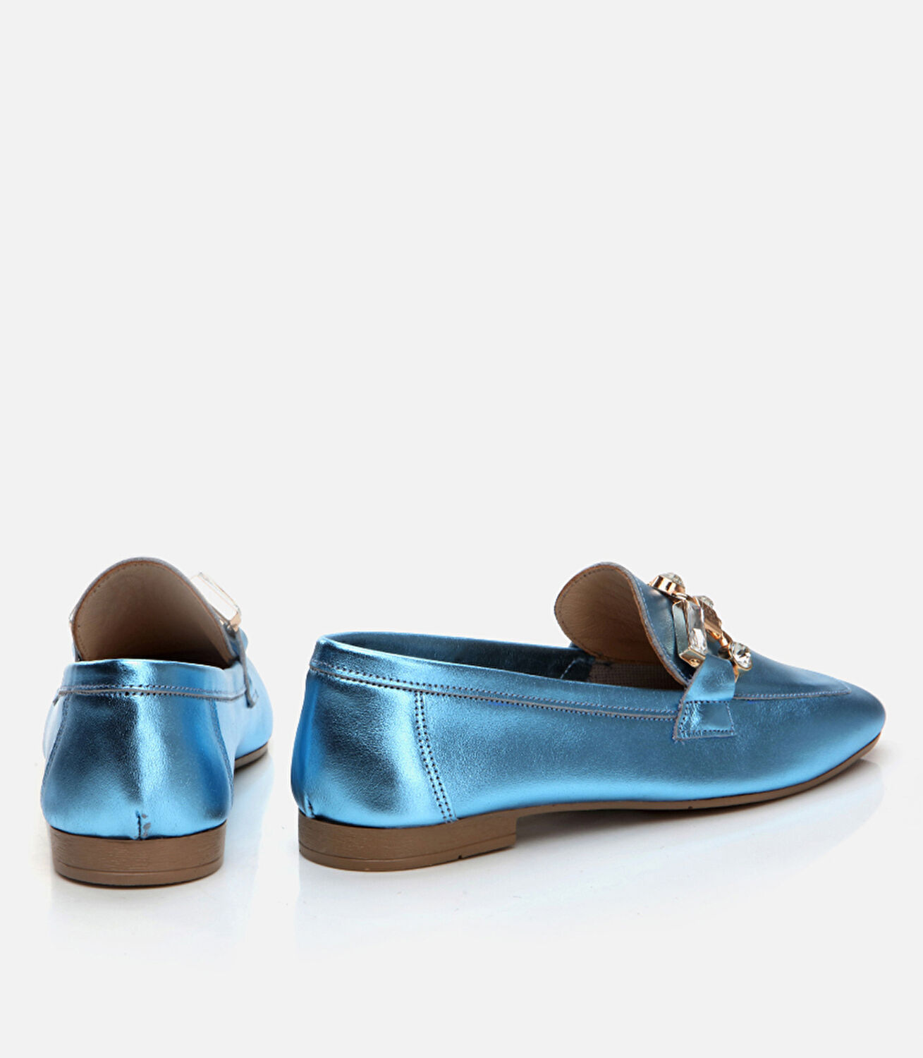 Kadın Deri Mavi Loafer