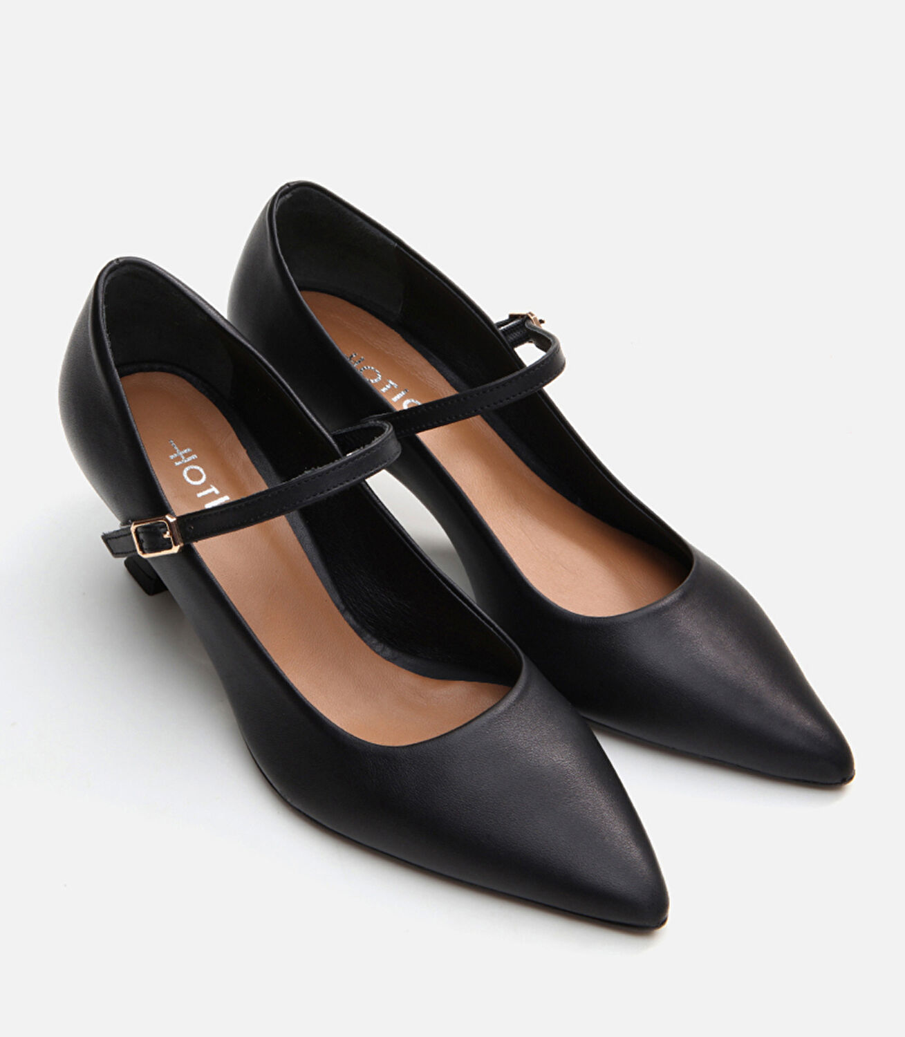 Kadın Deri Mary Jane Siyah Stiletto