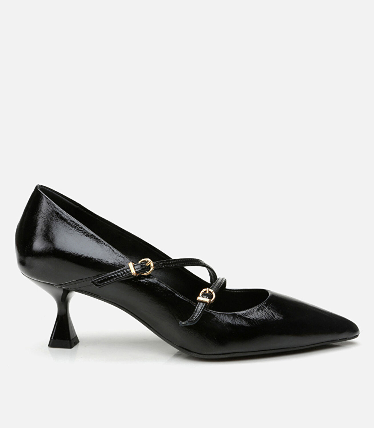 Kadın Deri Mary Jane Siyah Stiletto