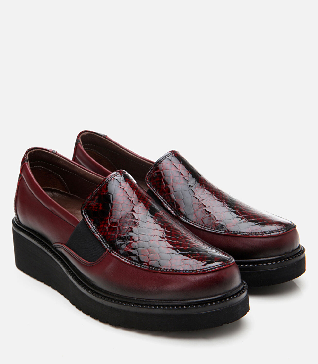 Kadın Deri Bordo Loafer