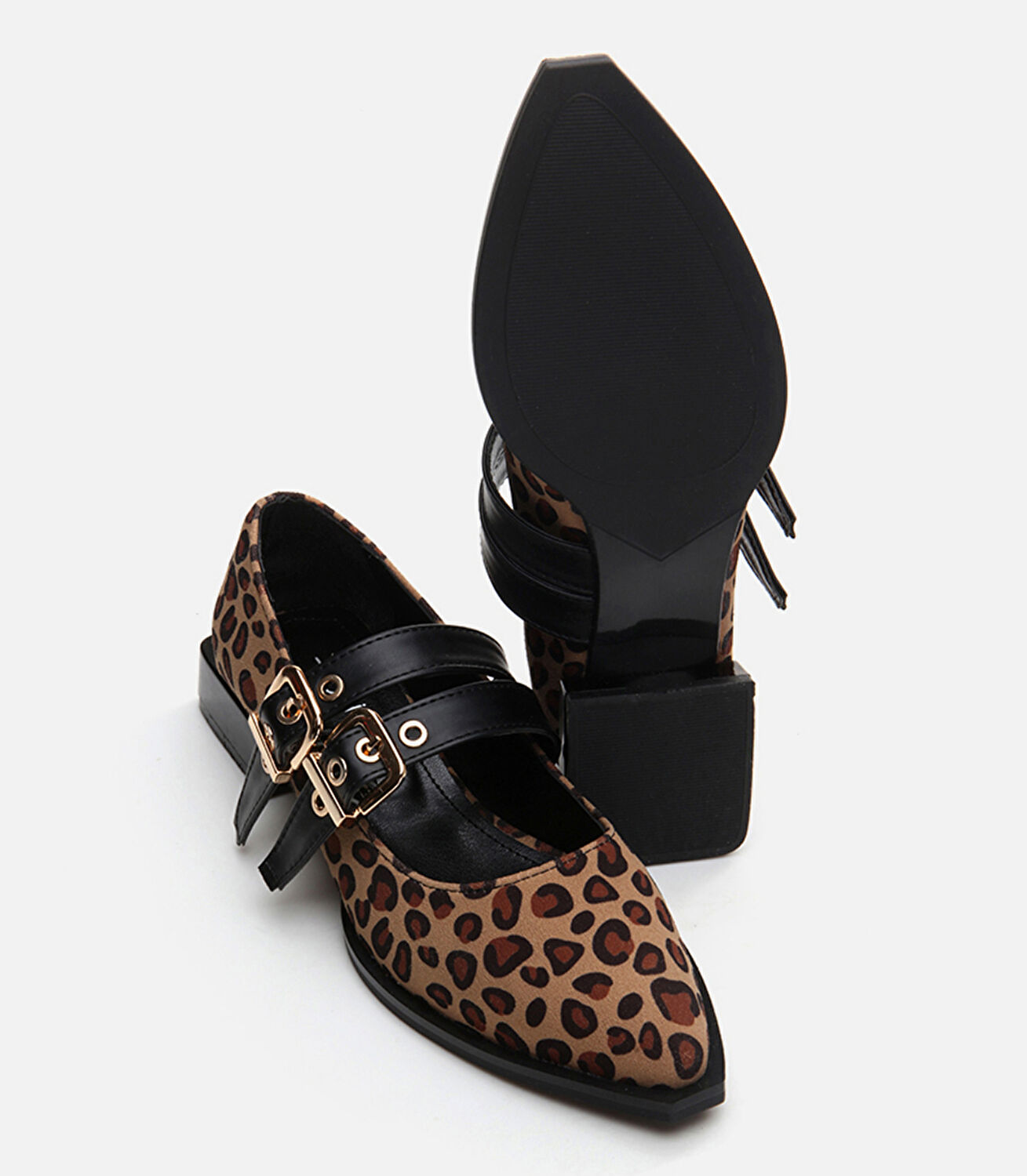 Mary Jane Leopar Desenli Kadın Loafer