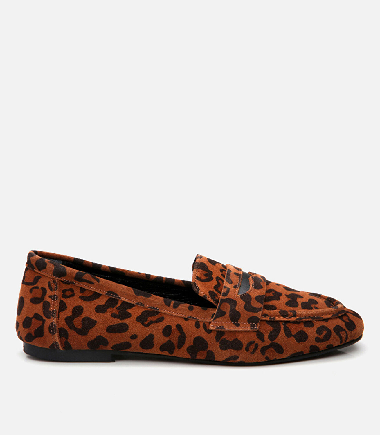 Kadın Deri Taba Leopar Desenli Loafer