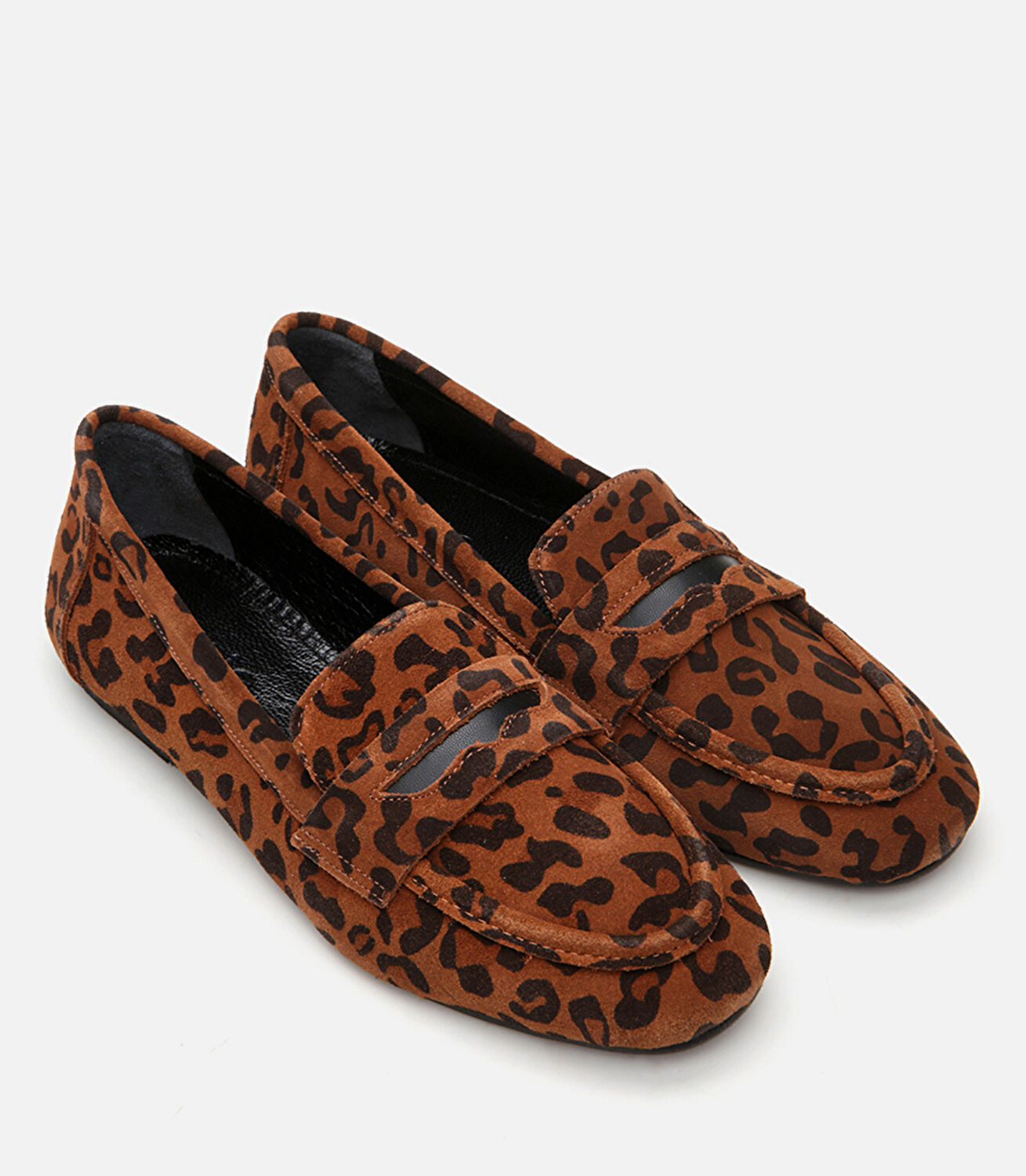 Kadın Deri Taba Leopar Desenli Loafer