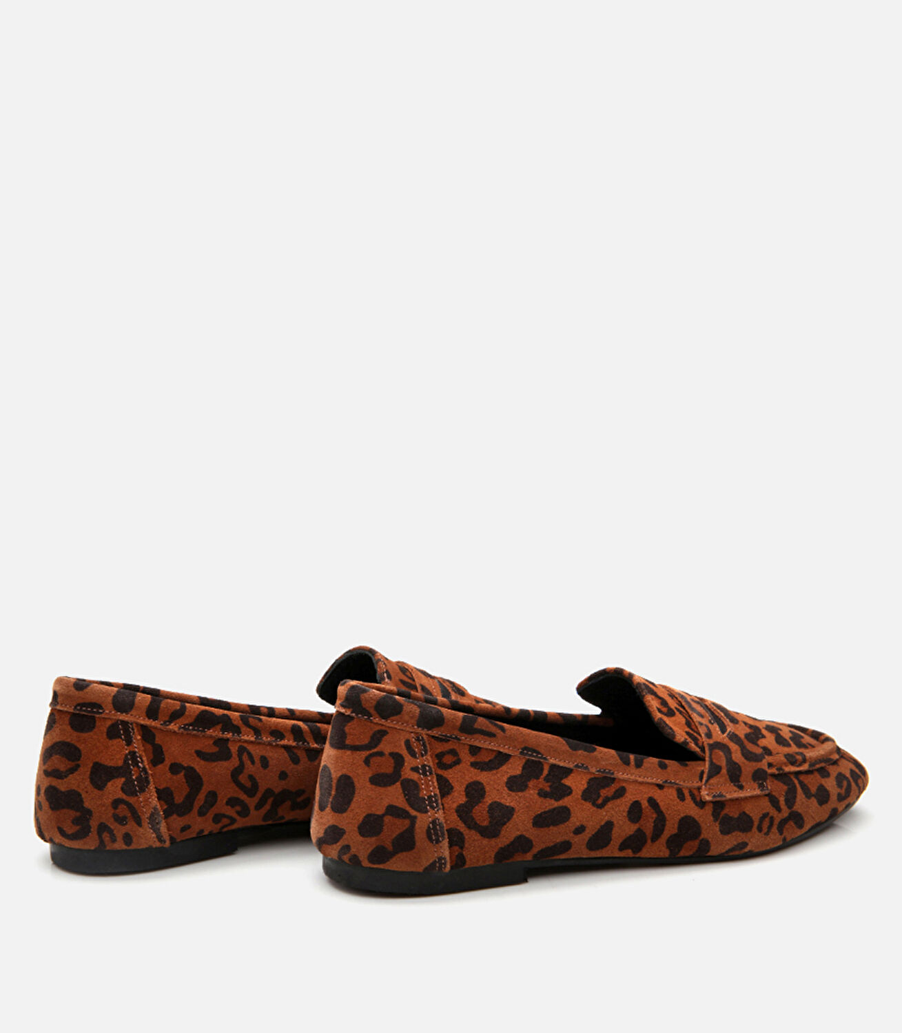 Kadın Deri Taba Leopar Desenli Loafer