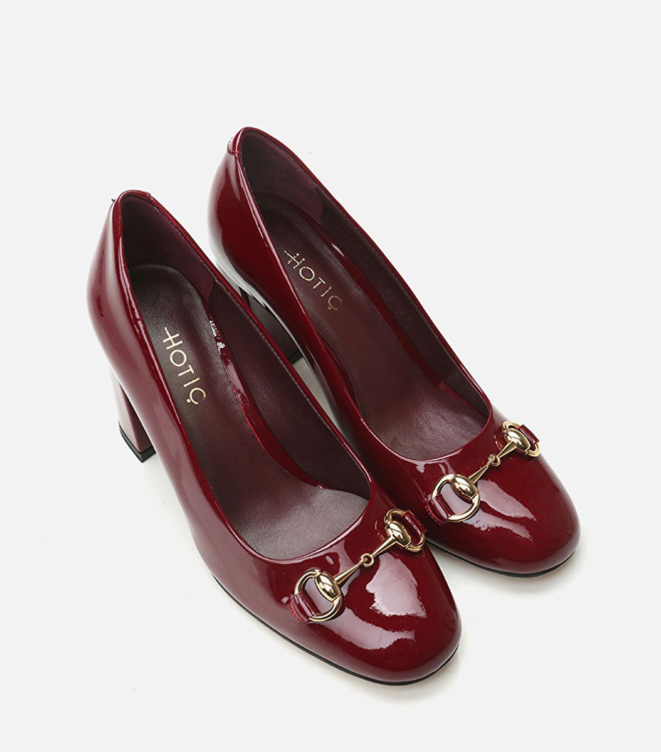 Kadın Deri Bordo Kalın Topuk