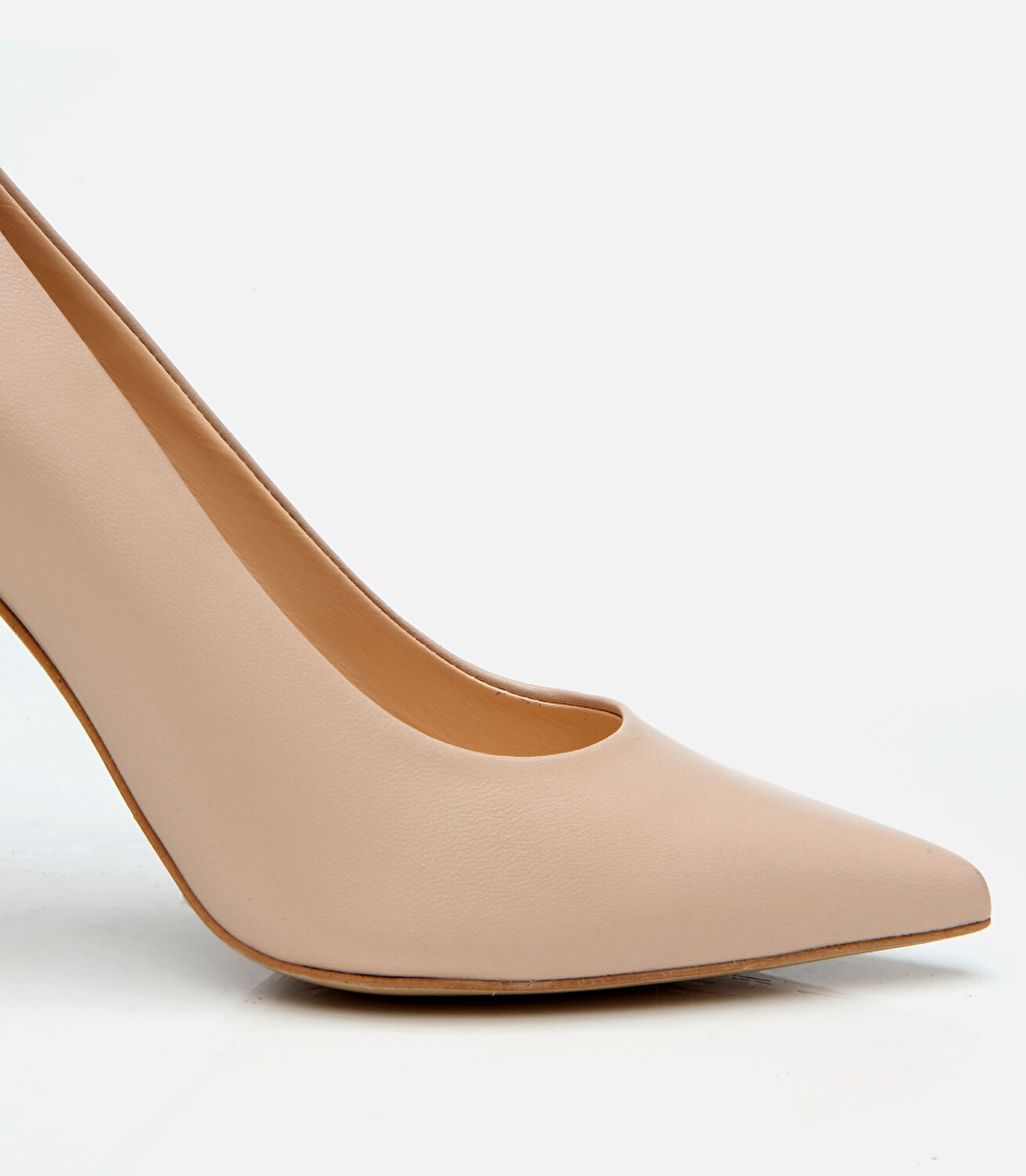 Kadın Deri Bej İnce Topuklu Stiletto