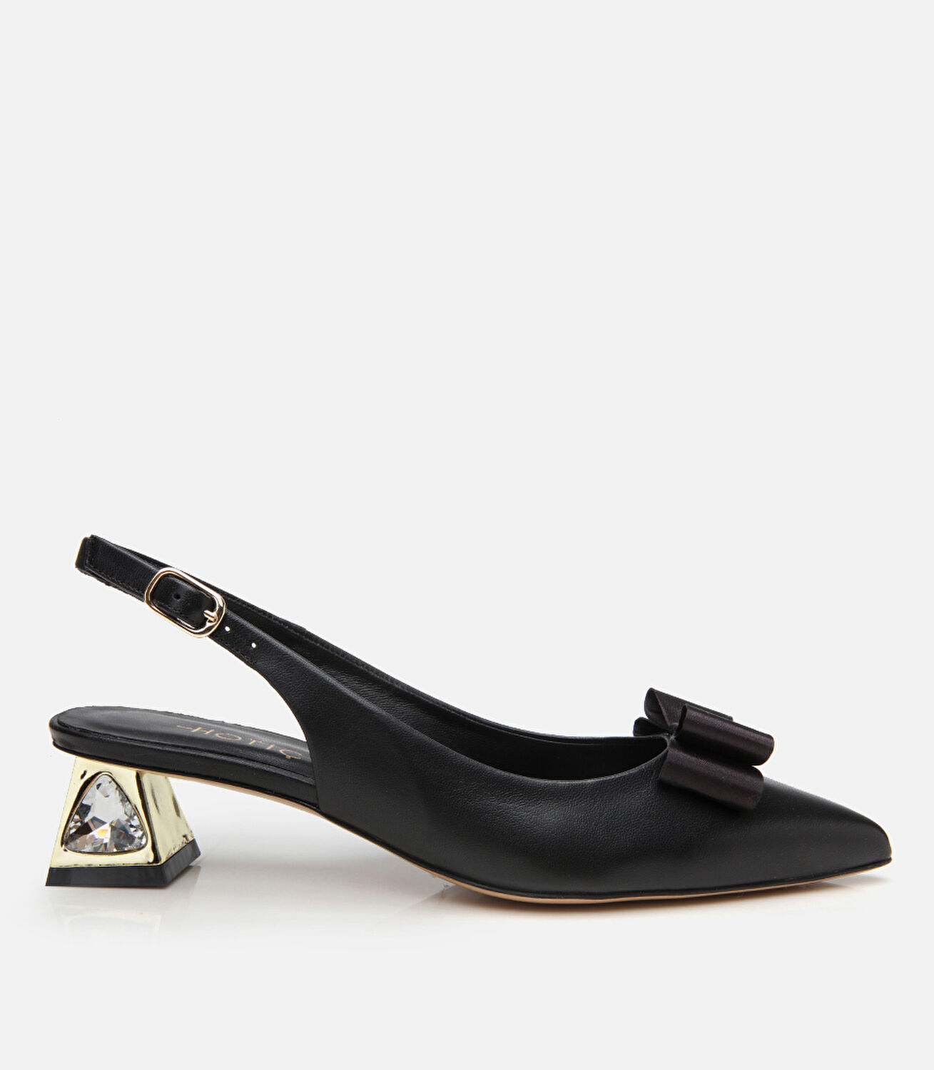 Kadın Deri Siyah Arkası Açık Topuklu Ayakkabı