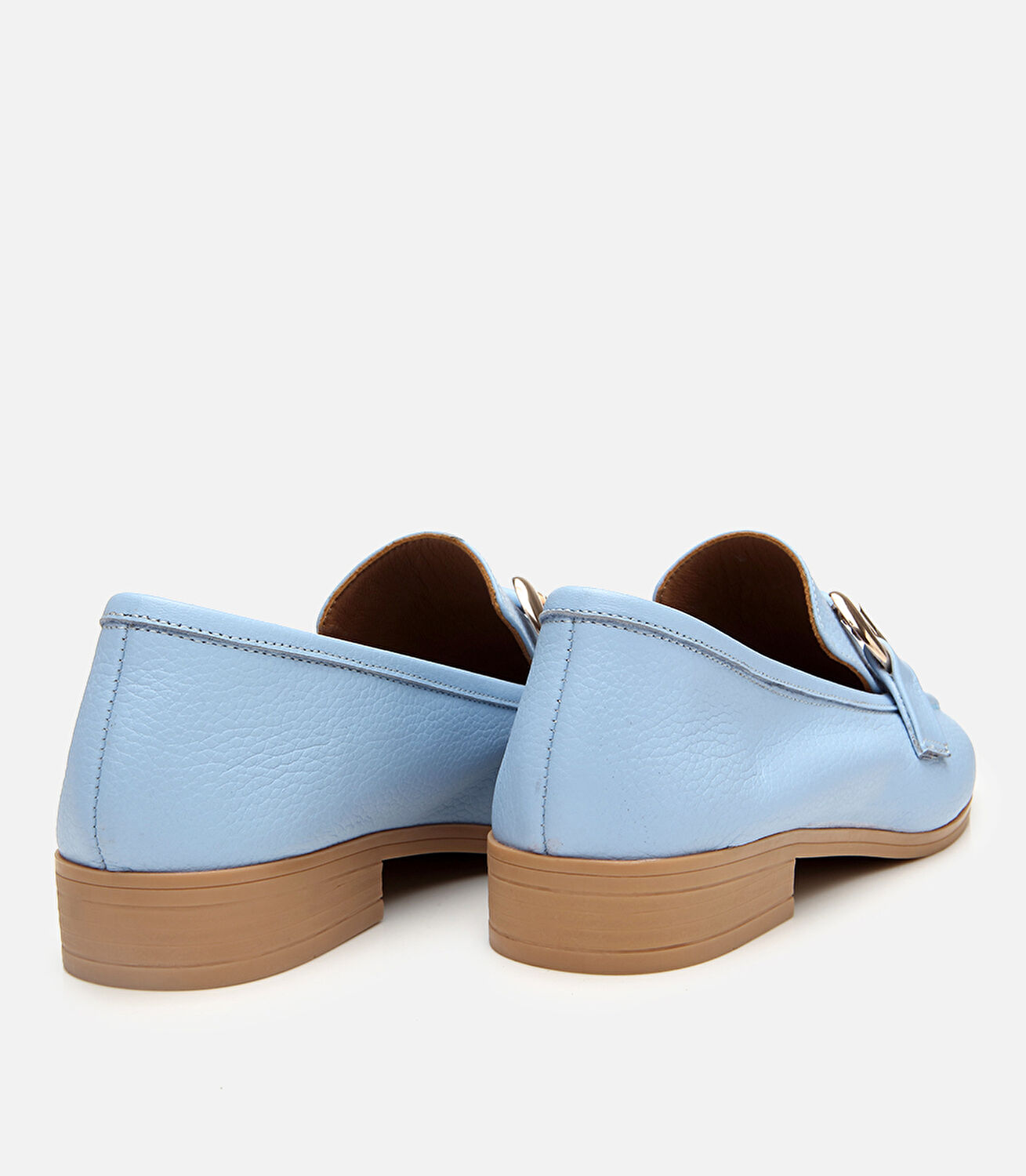 Kadın Deri Mavi Tokalı Günlük Loafer