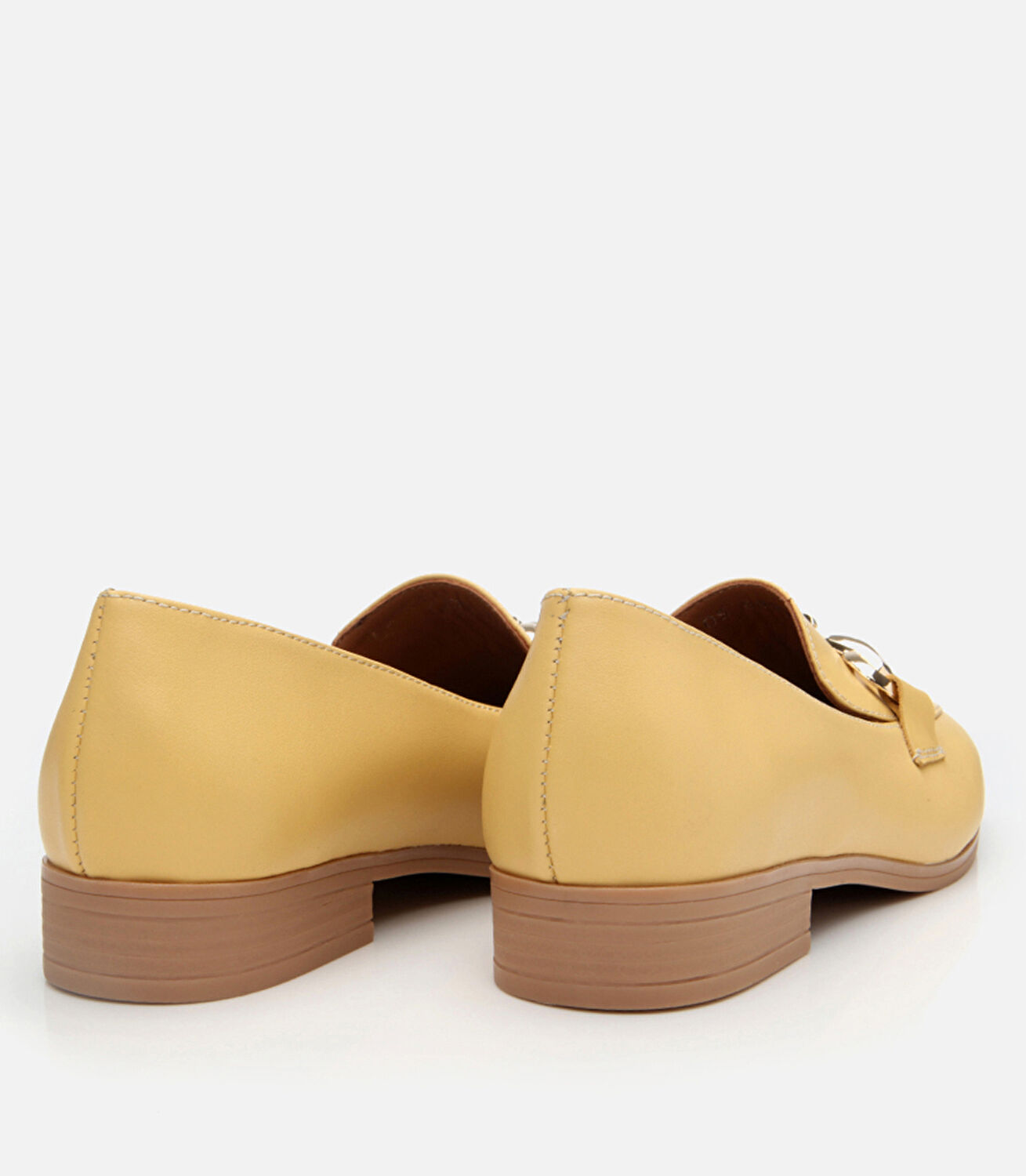 Kadın Deri Sarı Tokalı Klasik Loafer